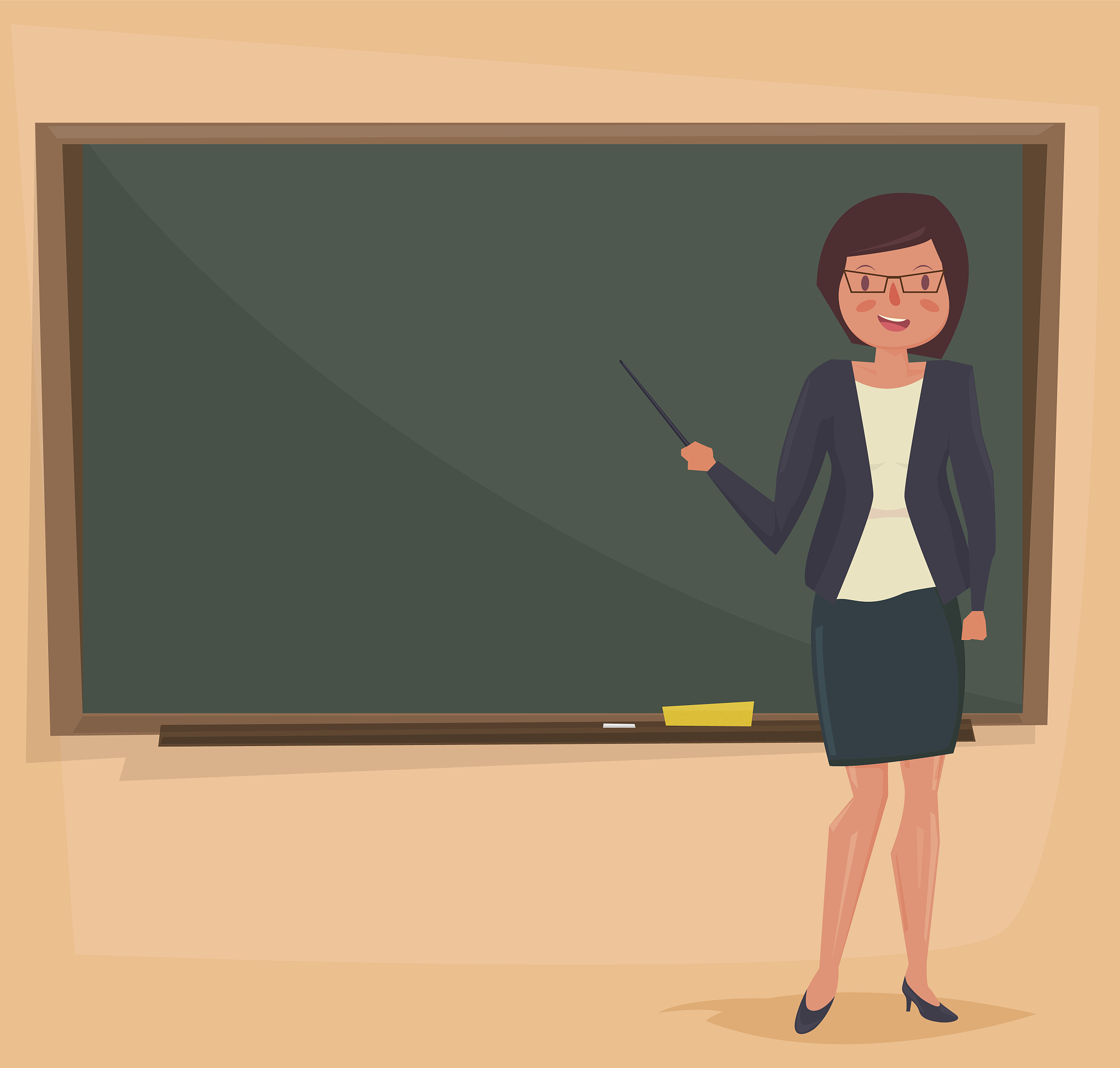 teacher standing in front of blackboard