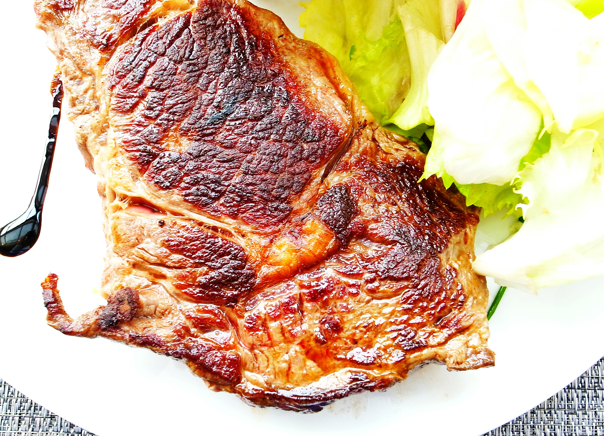 high angle view of grilled beef steak