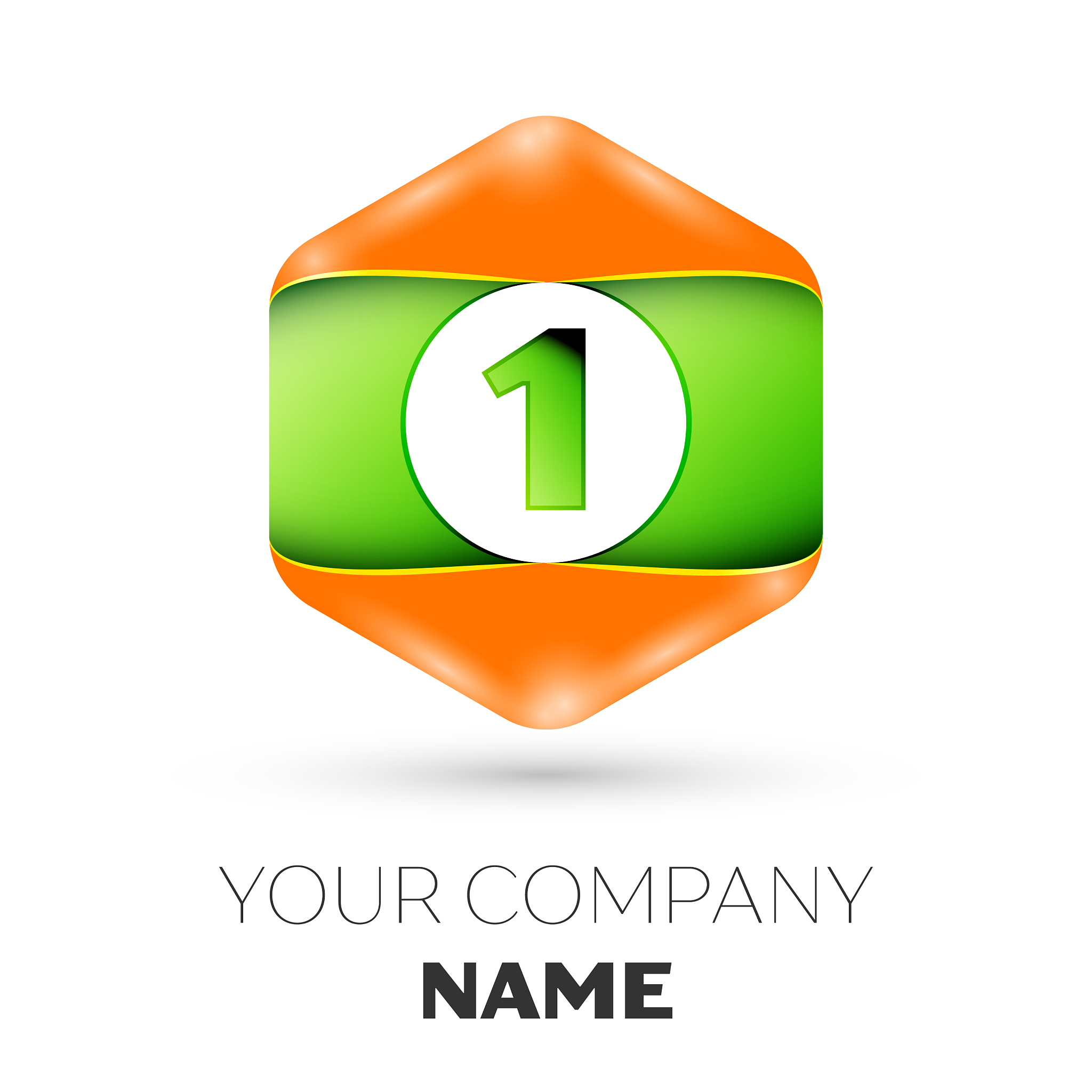 number one logo in the colorful hexagonal