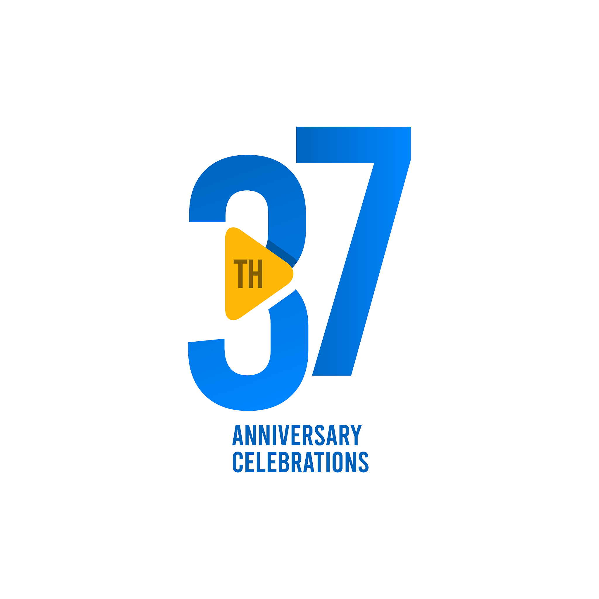 37 years anniversary celebration blue template