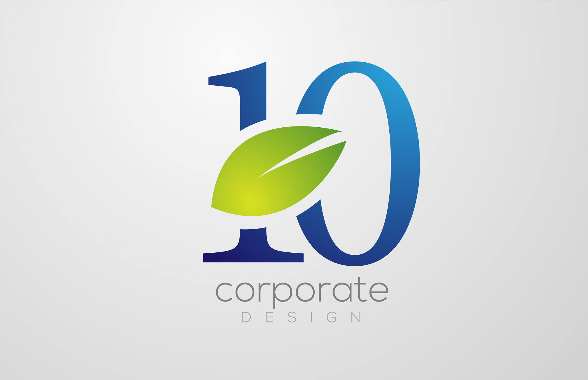 green leaf number 10 ten logo icon design template