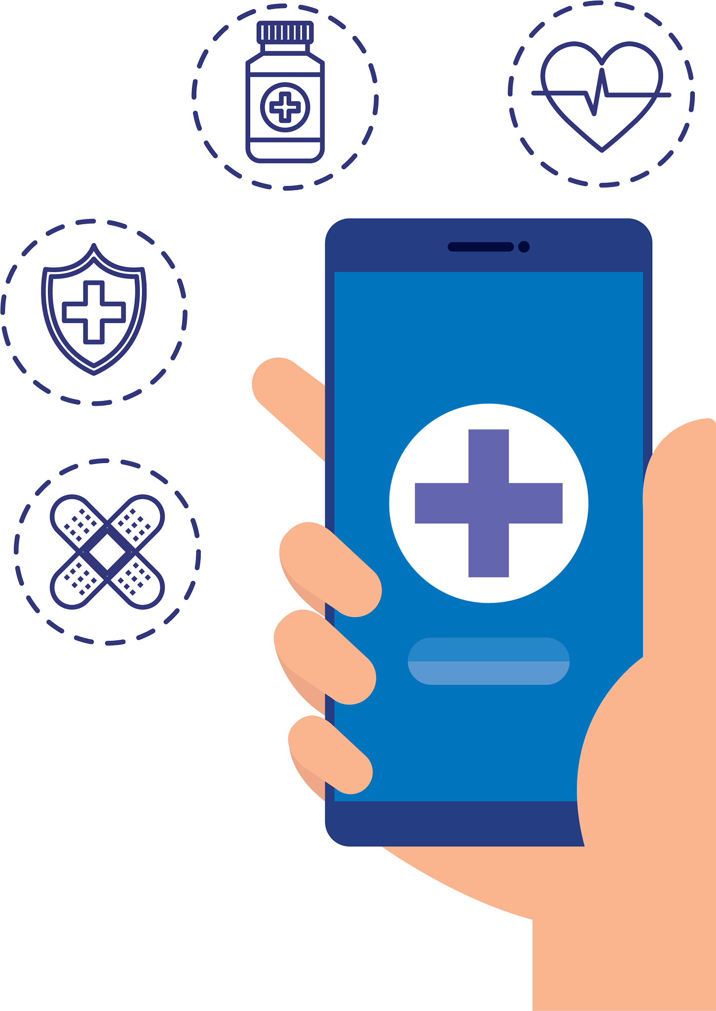 hand using smartphone with telemedicine icons