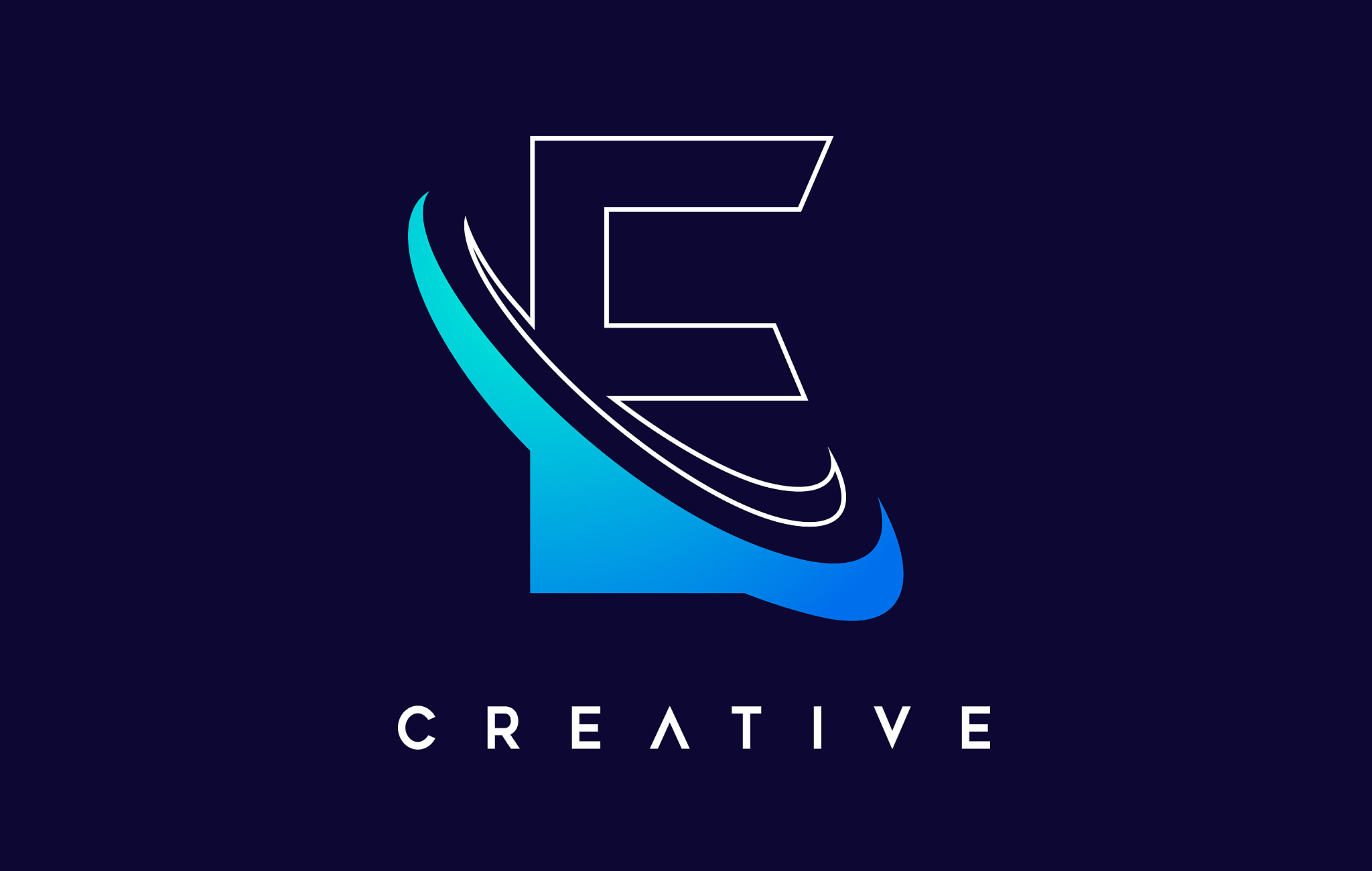 letter e logo e letter design with blue swash