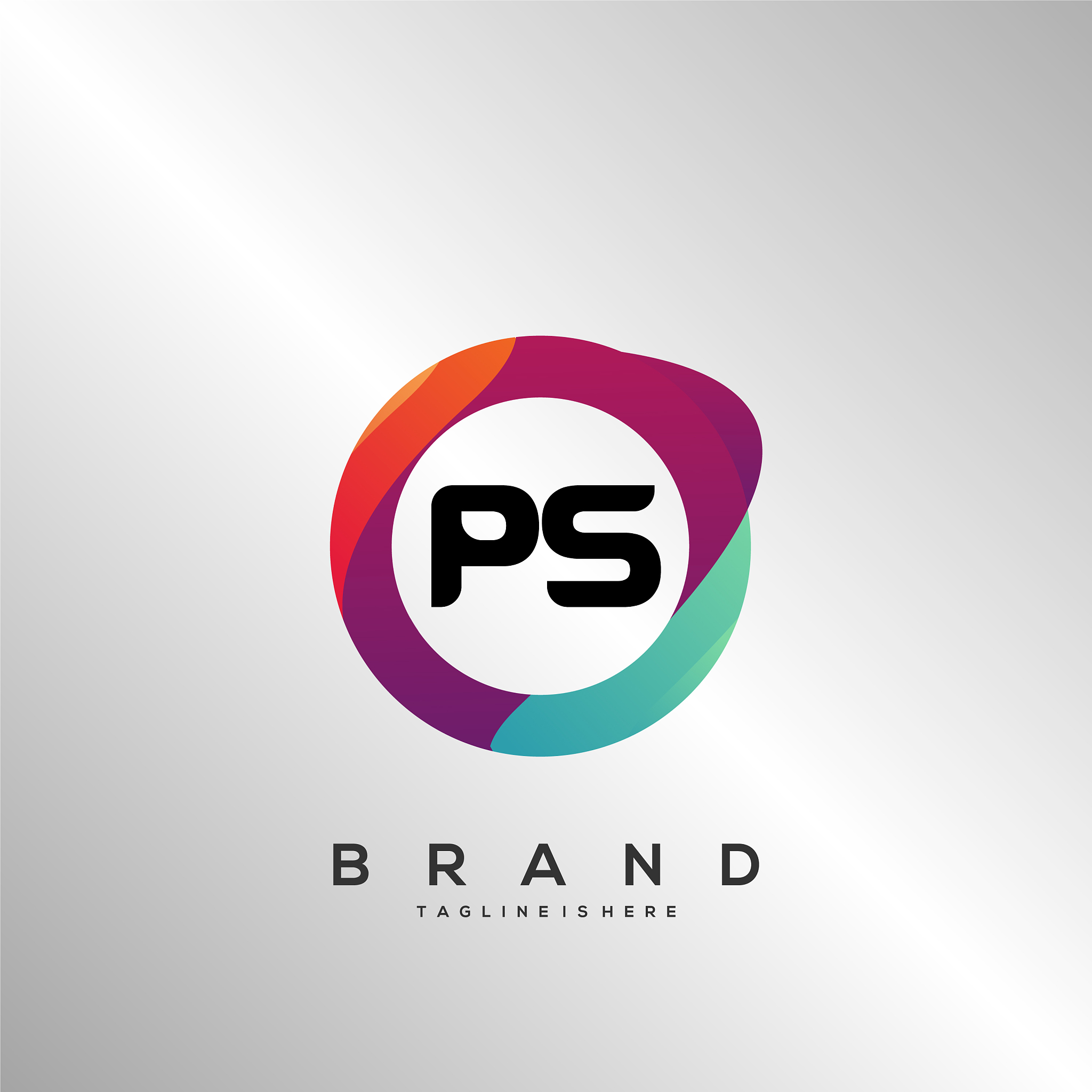 letter ps gradient color logo design