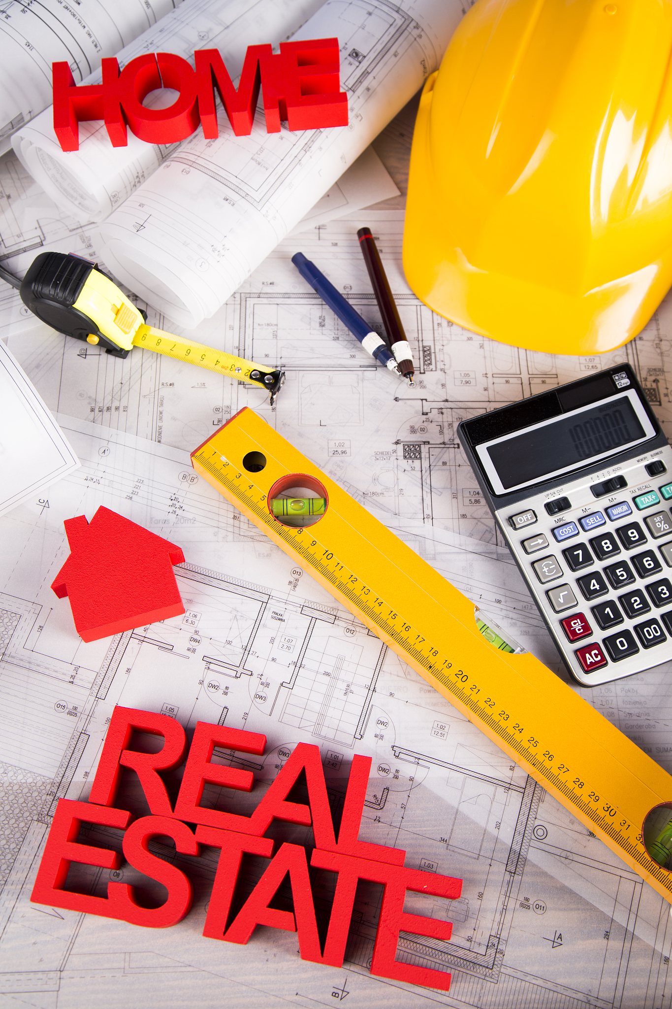 real estate agency concept and blueprints