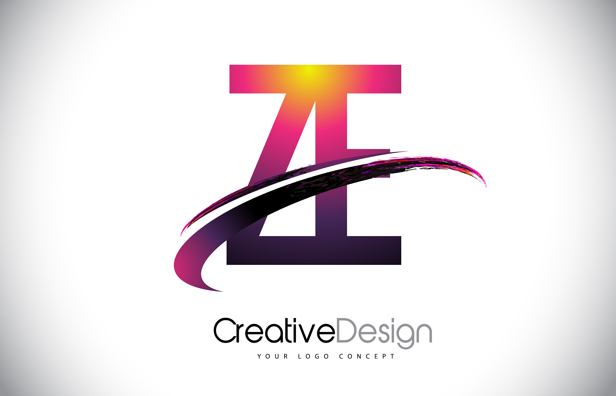 ze z e purple letter logo with swoosh design