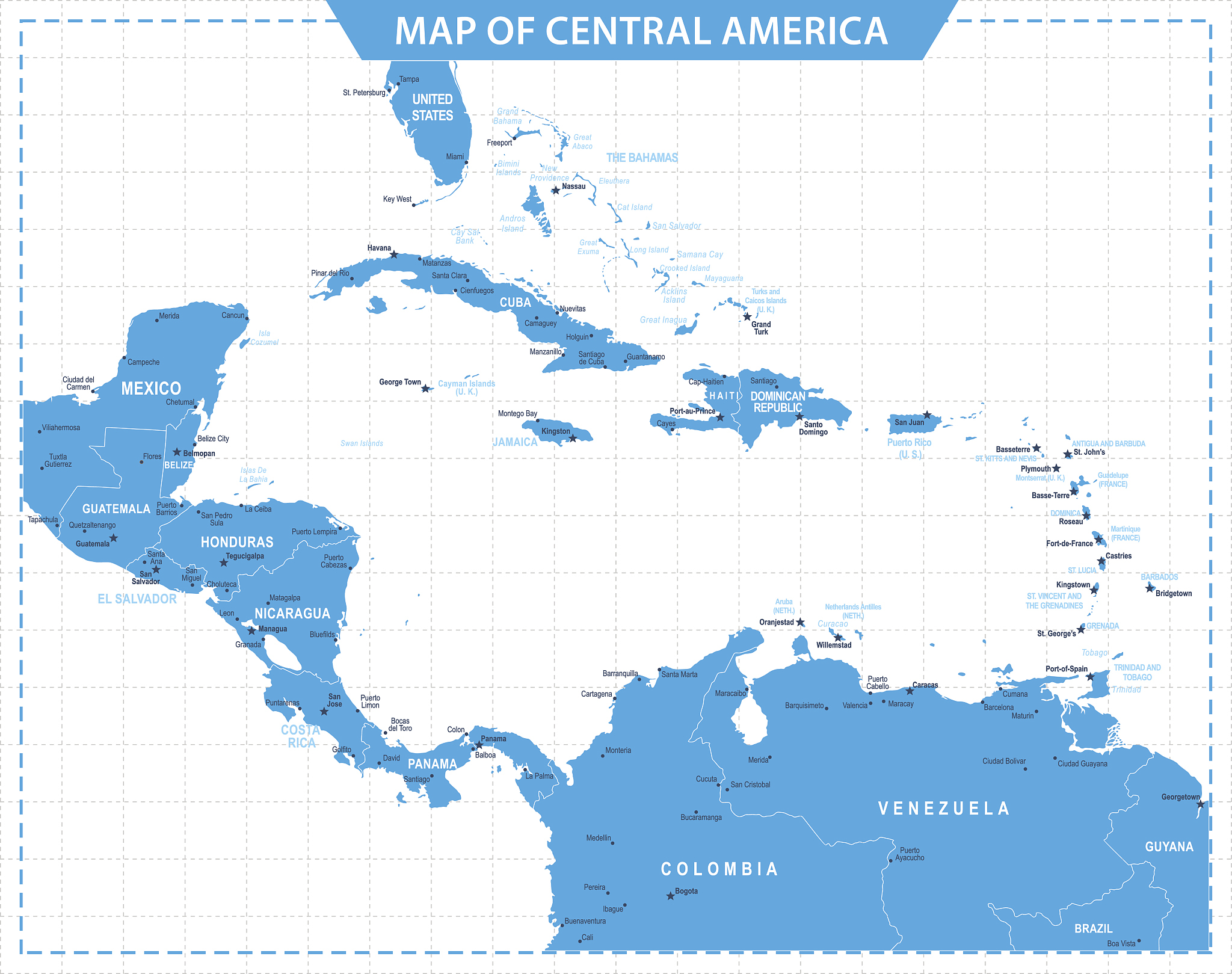 map of central america - illustration