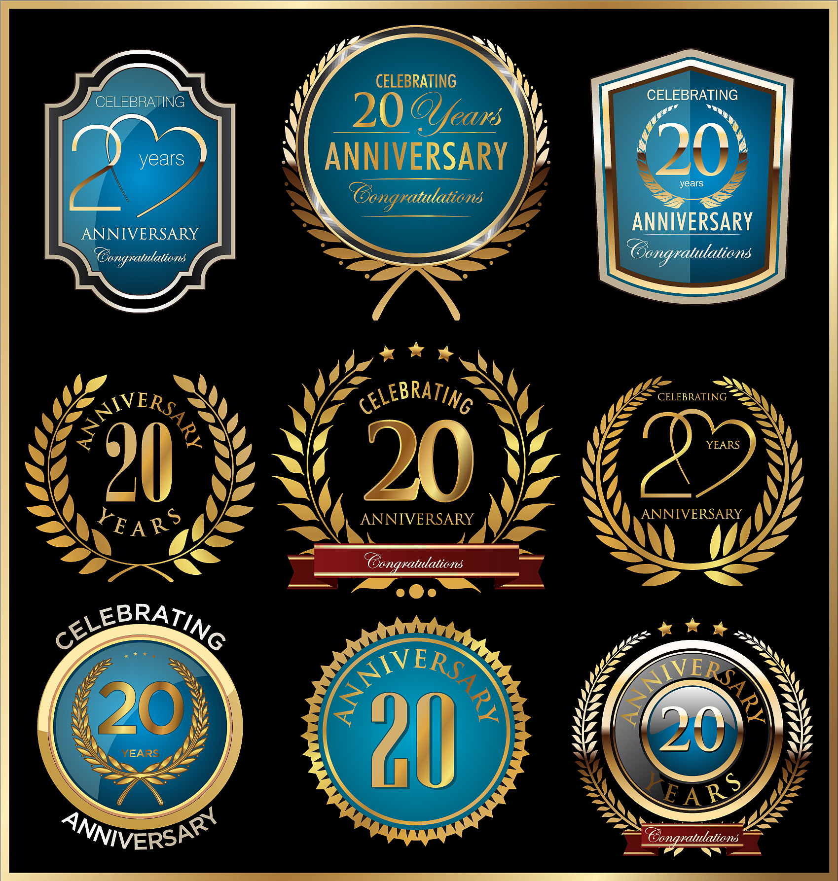 anniversary gold and blue labels collection 20