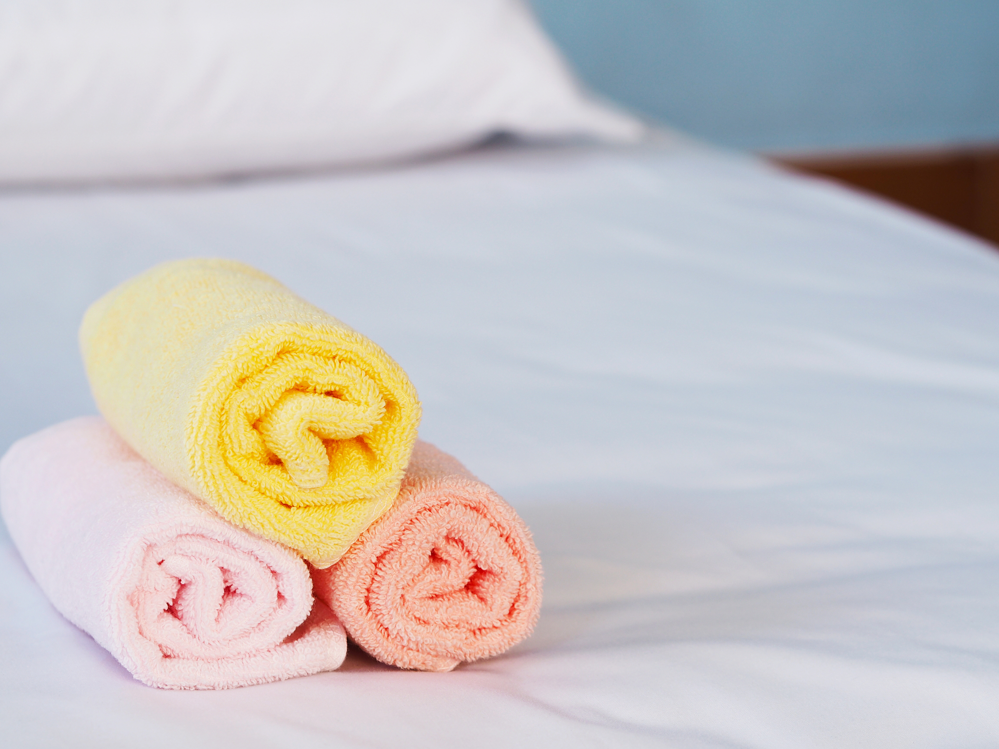 towels on bed