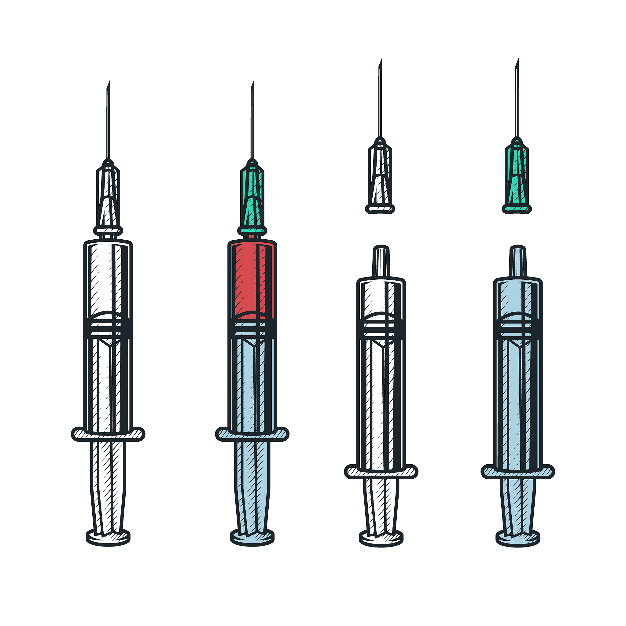 medical injection syringe set.