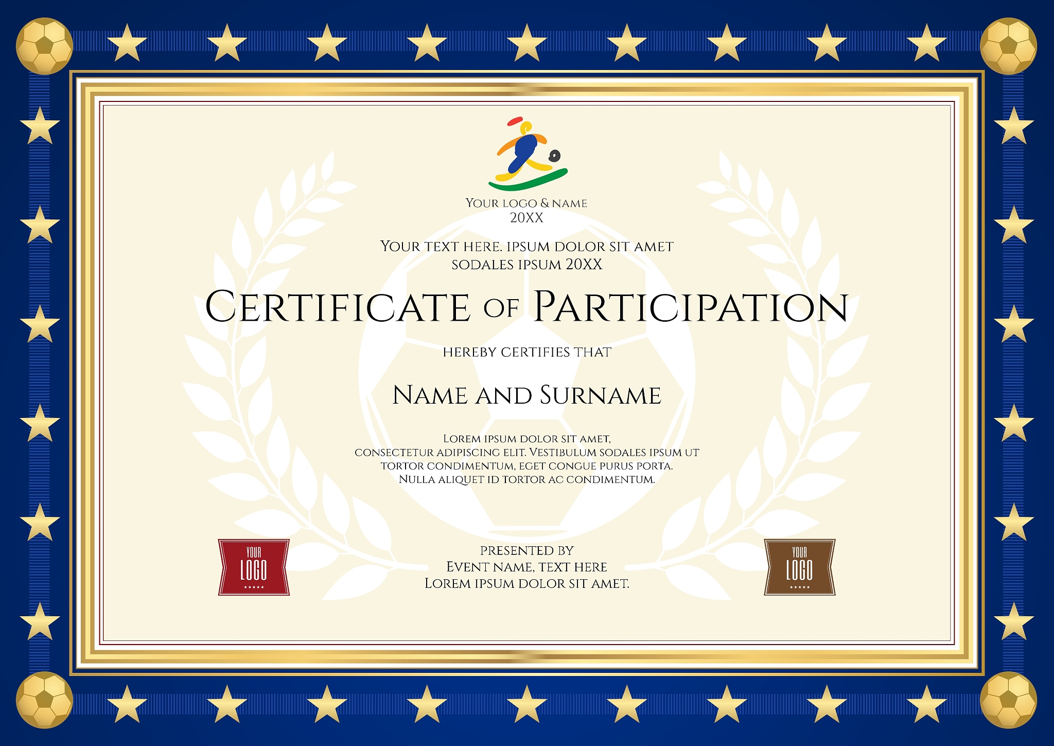 certificate of participation in sport theme