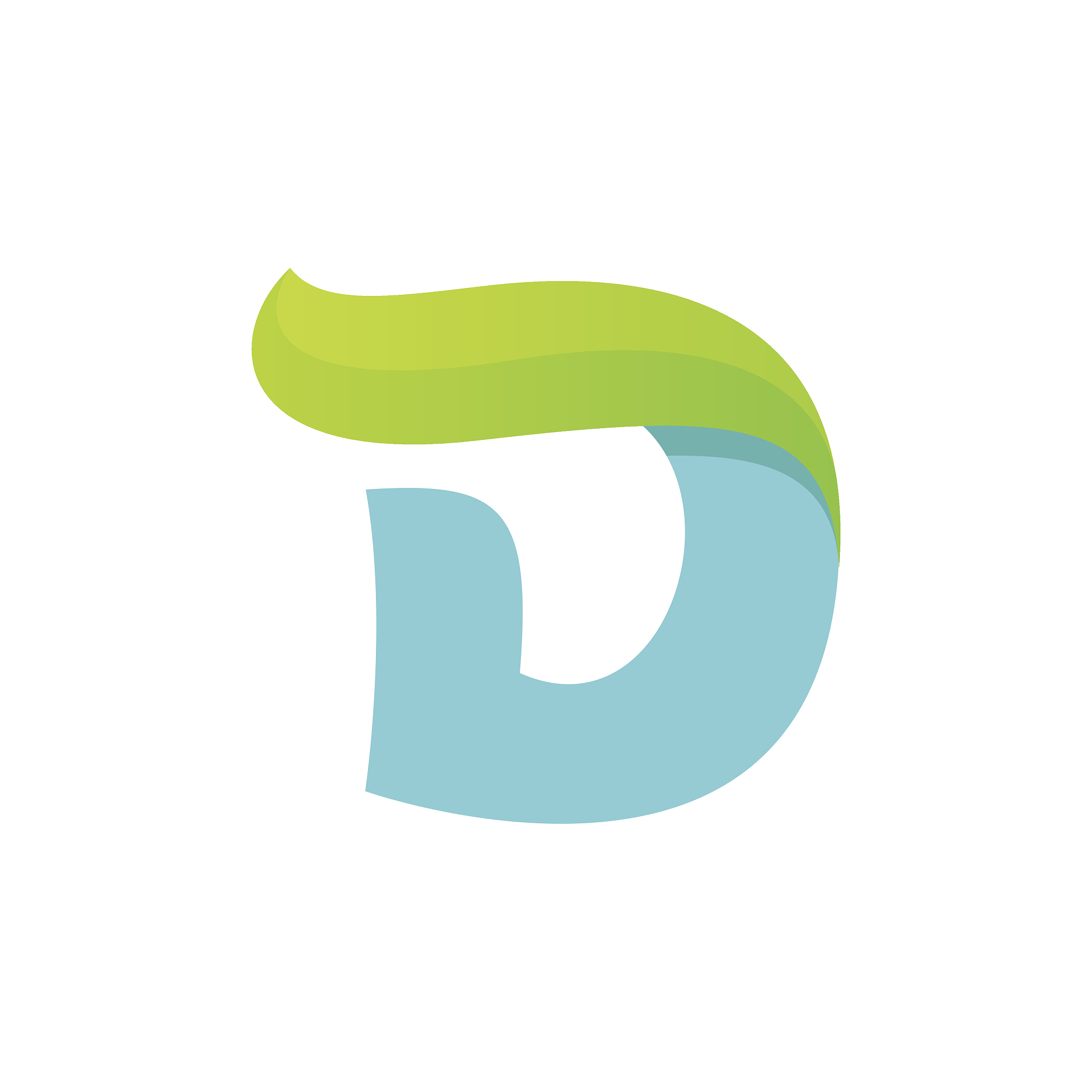d letter icon with green leaf.