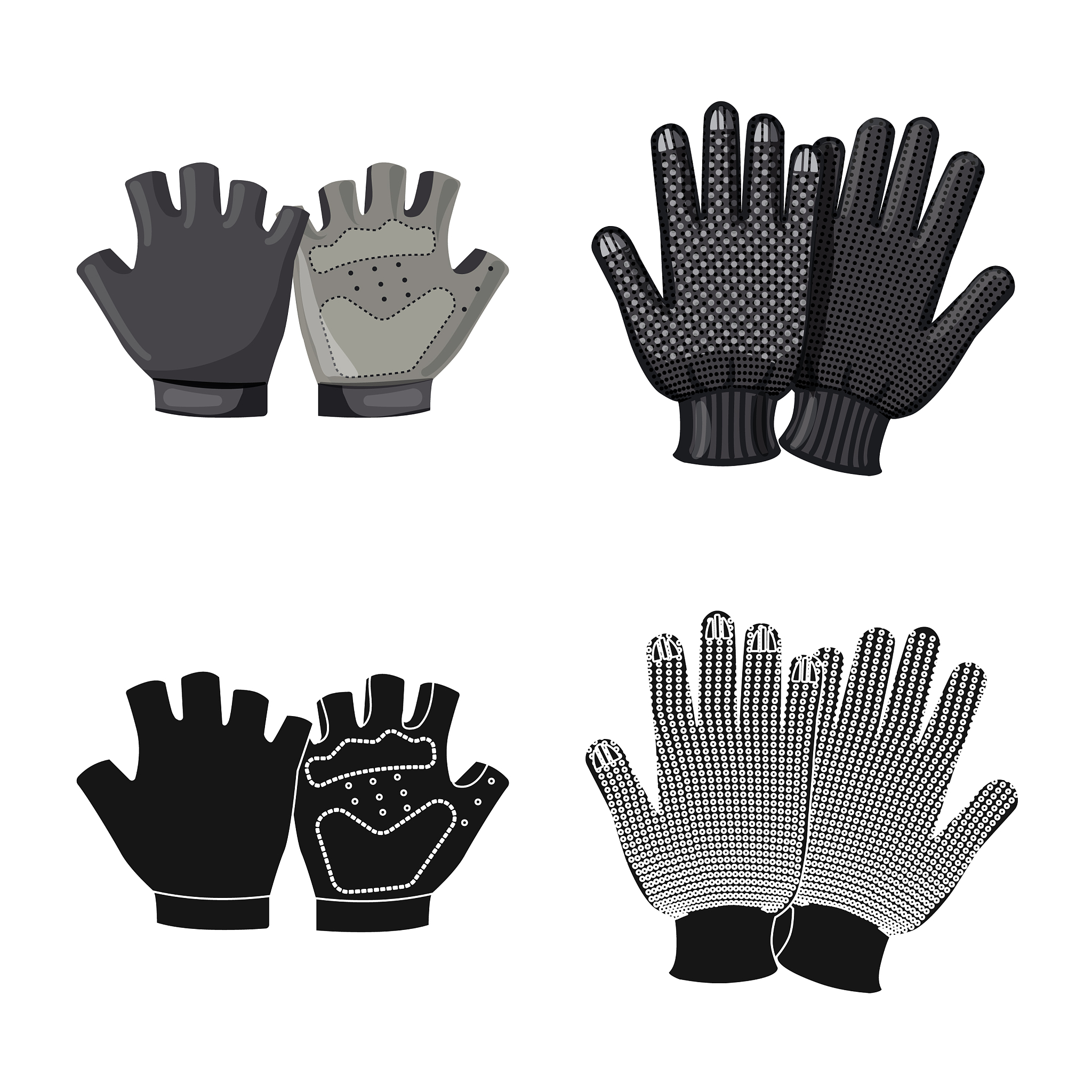 isolated object glove and winter sign set of