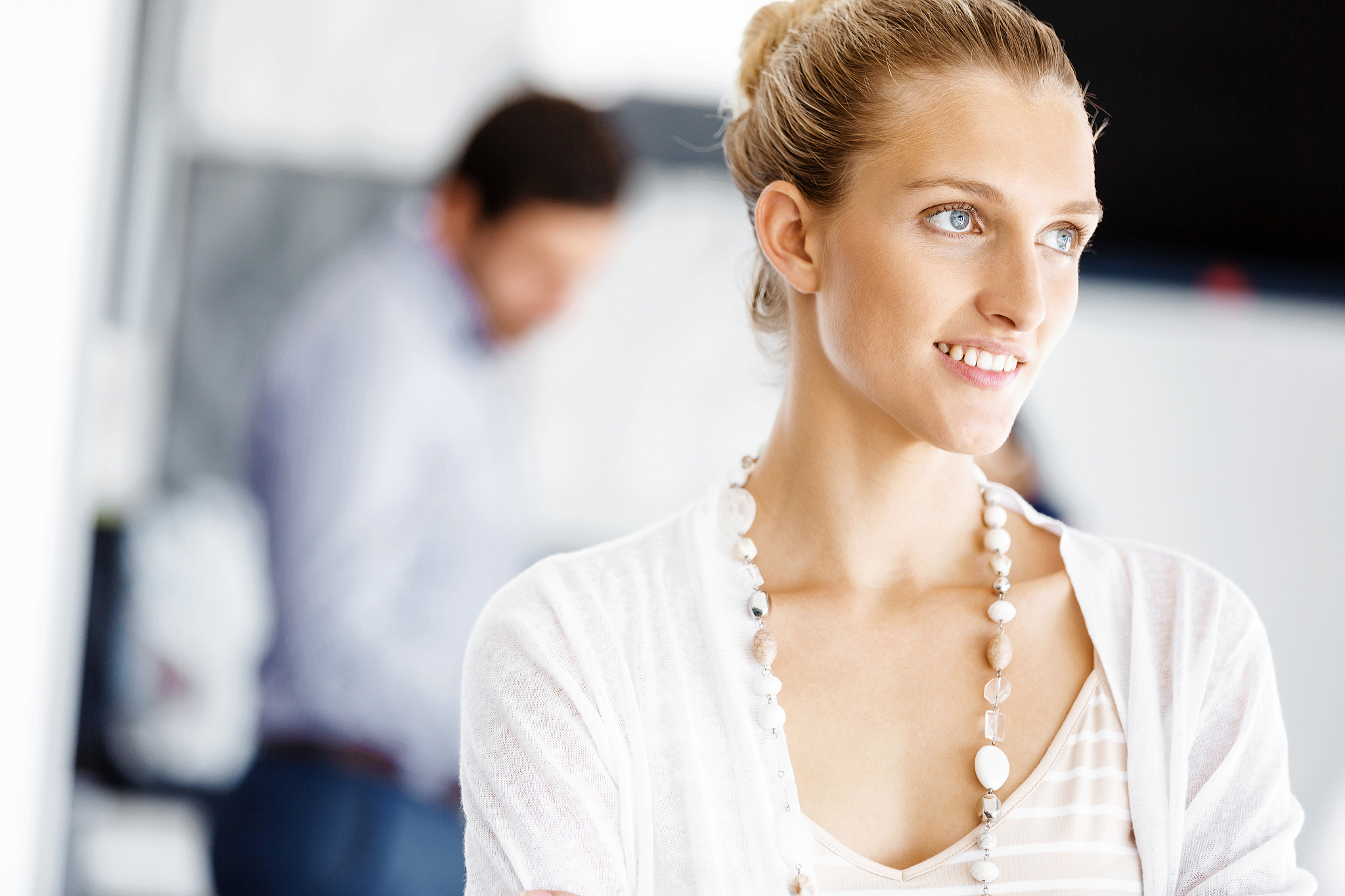 attractive female worker in office. attractive female woman in o