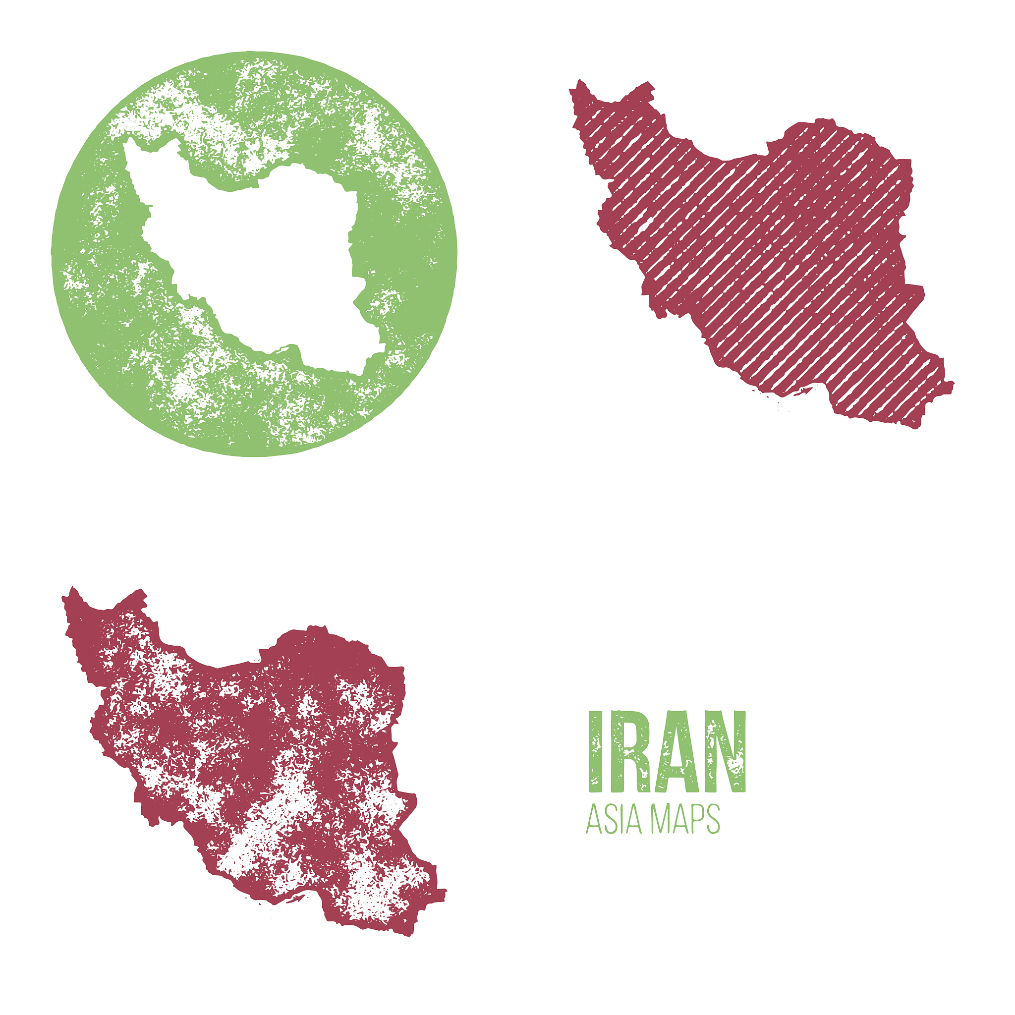 iran grunge retro maps - asia