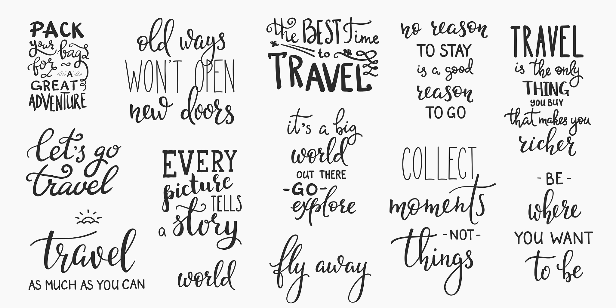 travel life inspiration quotes lettering