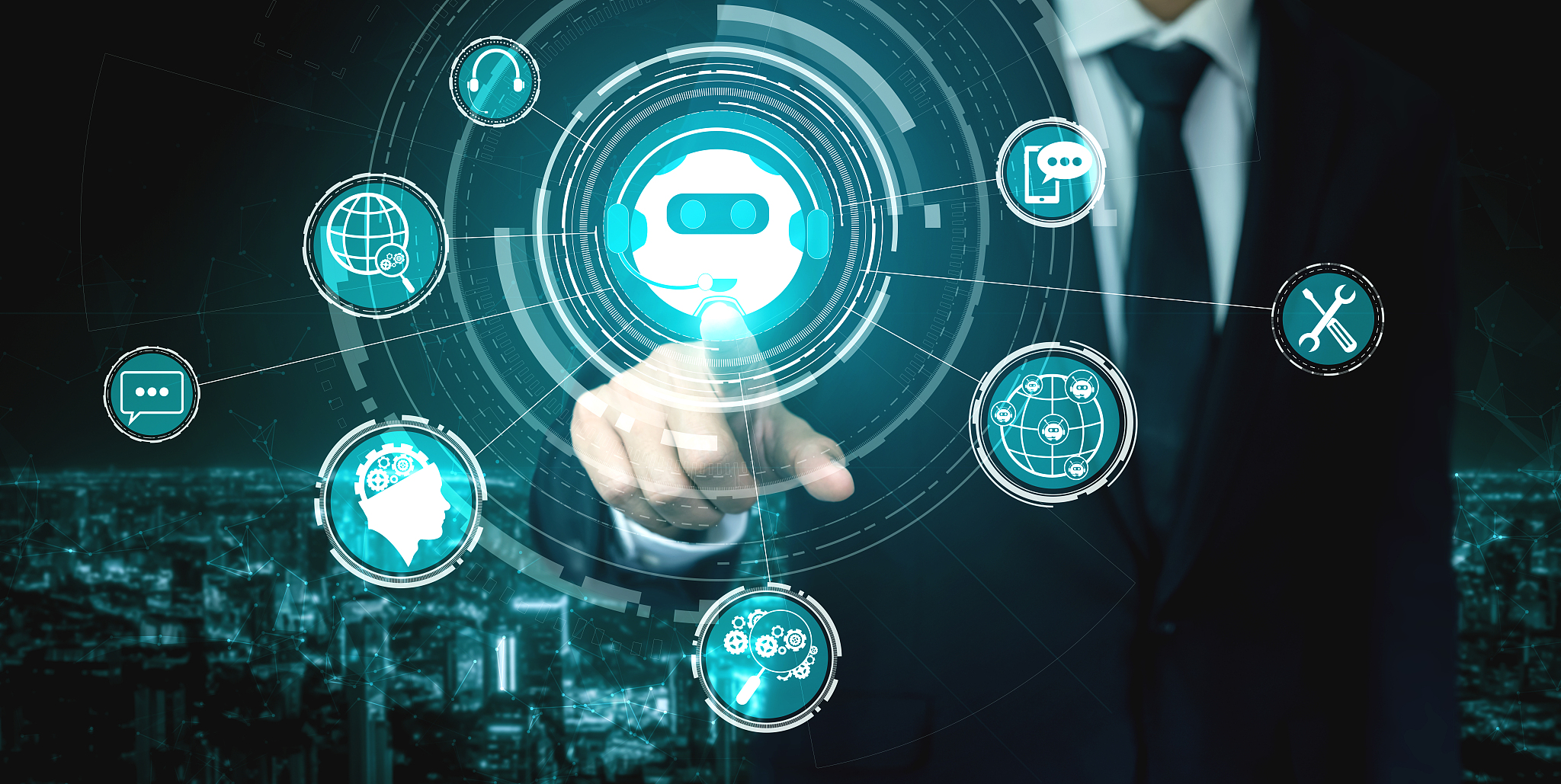 ai chatbot smart digital customer service application concept.