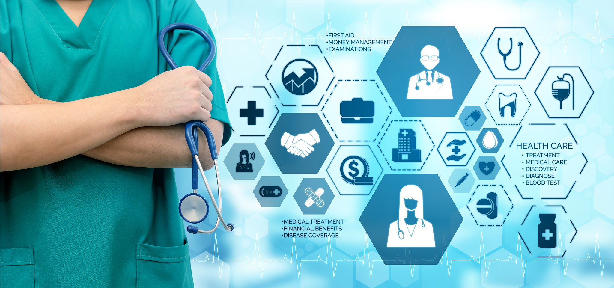 medical healthcare concept - doctor in hospital with digital med