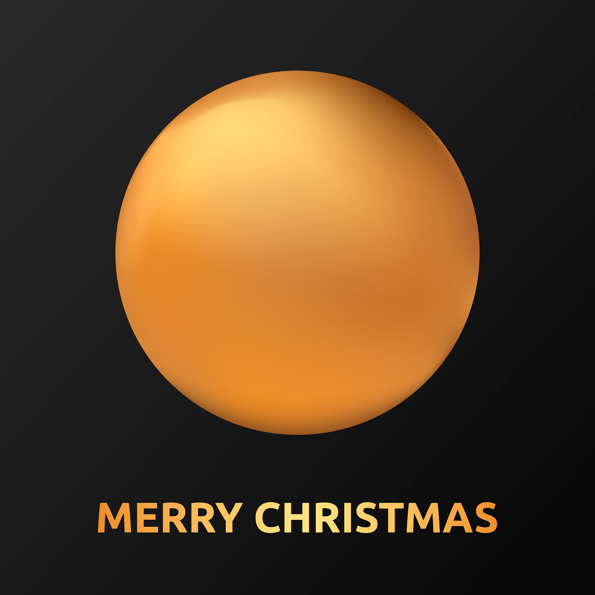 golden christmas ball or sphere on the black with empty space. g