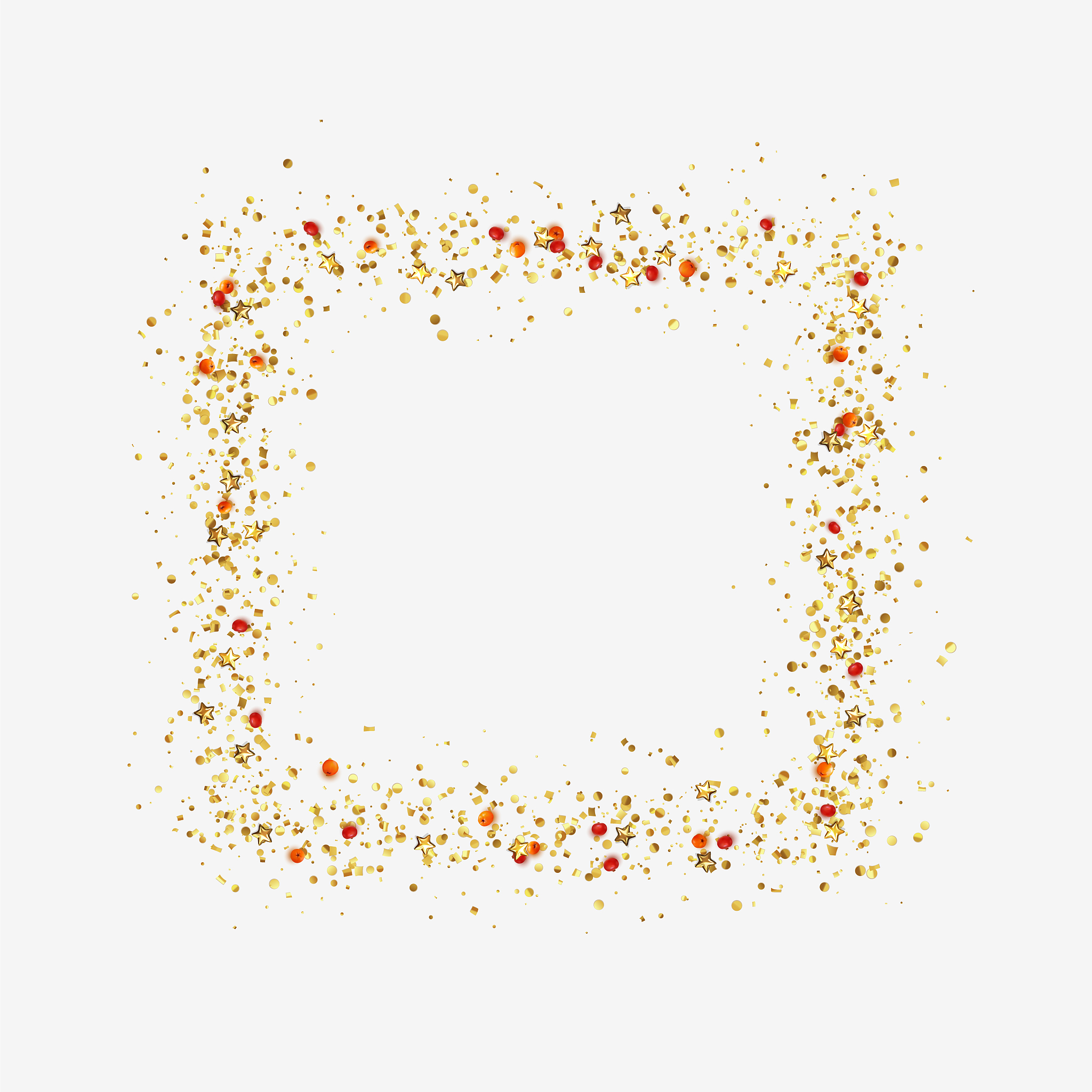 decorative frame with glitter tinsel of confetti.