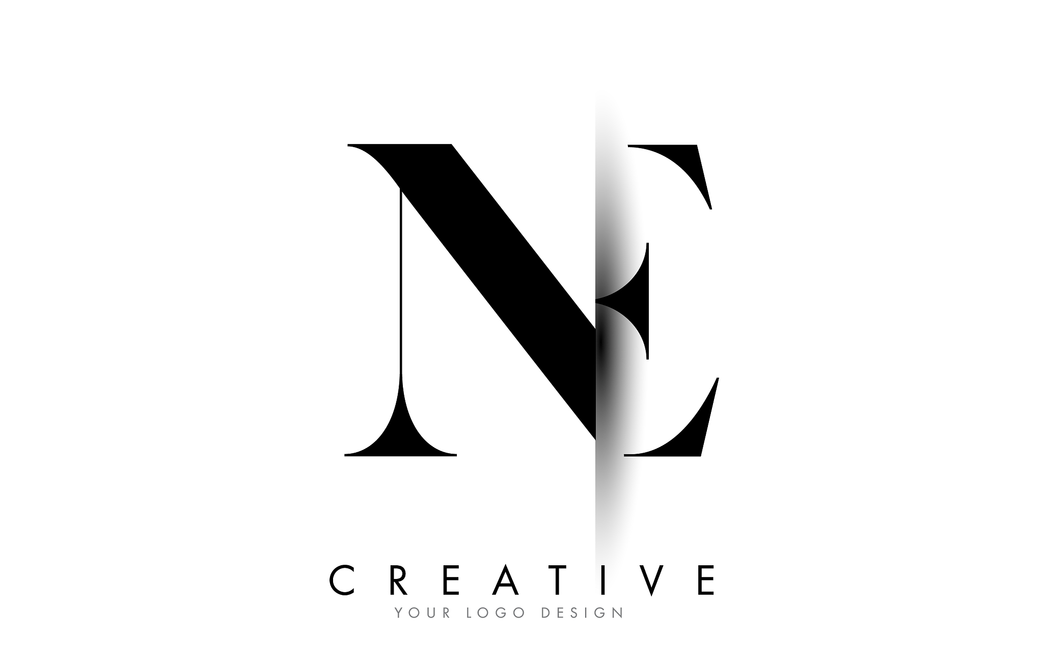 ne n e letter logo with creative shadow cut design