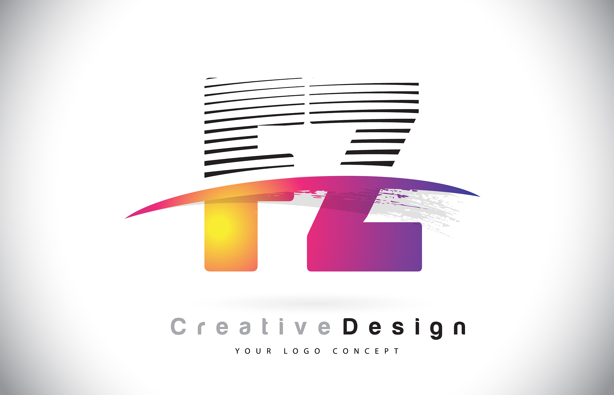 fz f z letter logo design with creative lines and