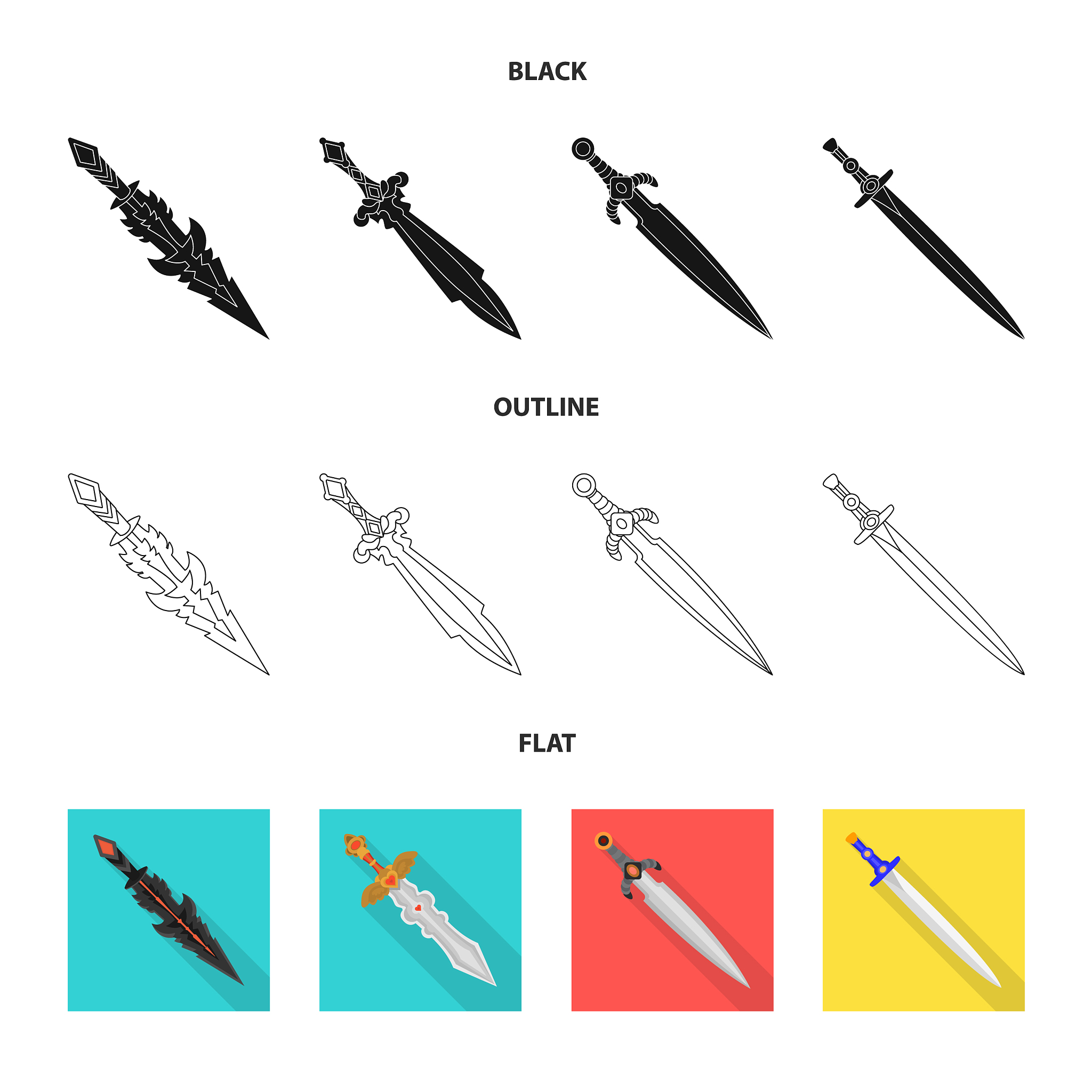 design of game and armor icon collection