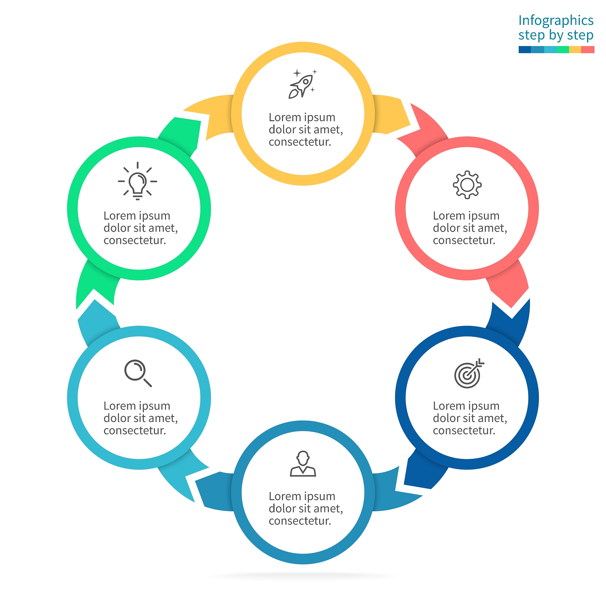 circular infographics business diagram with 6