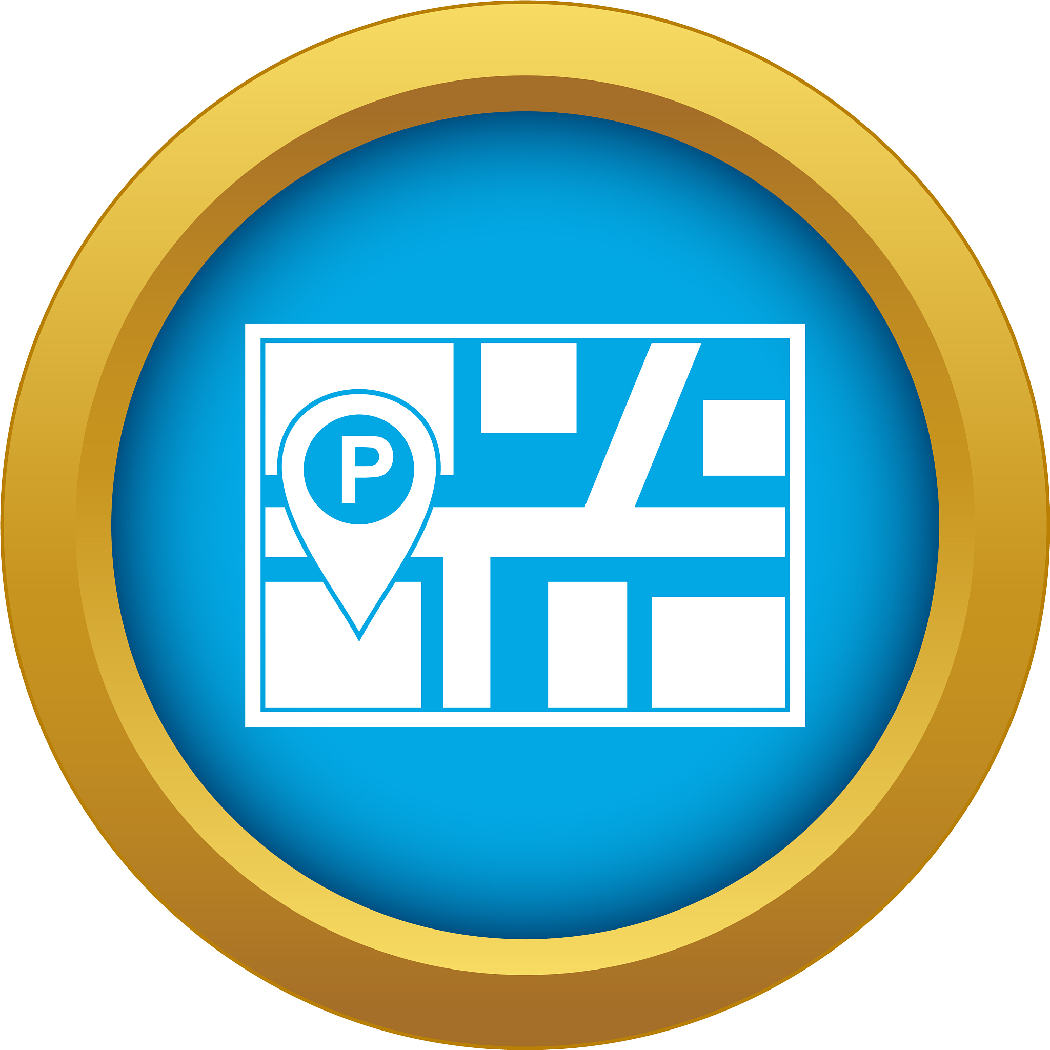map with car parking pointer icon blue