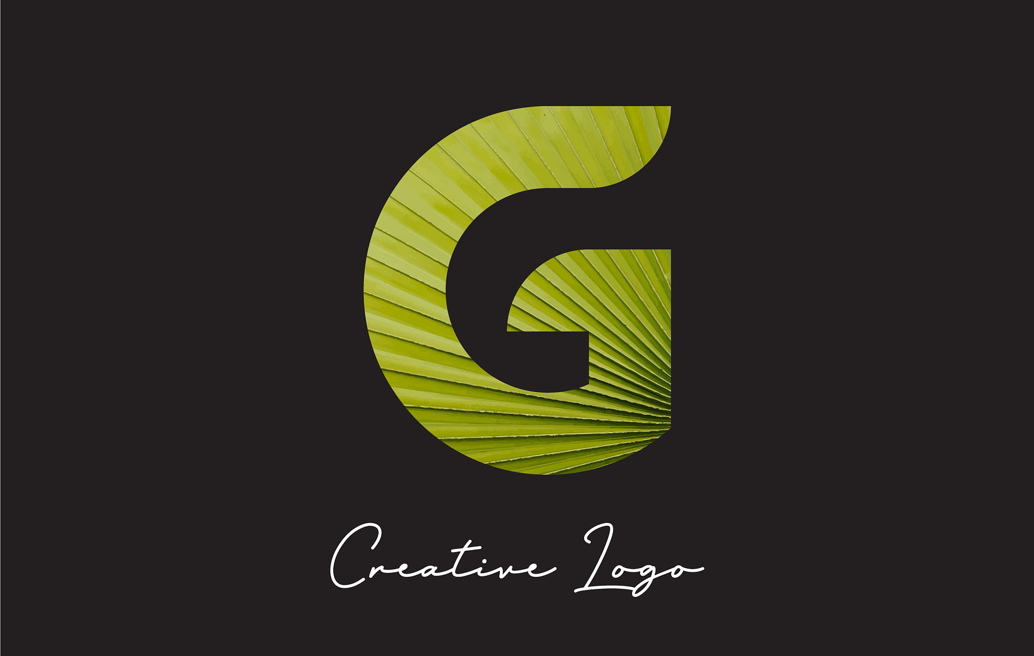g letter logo with palm tree leaf pattern design