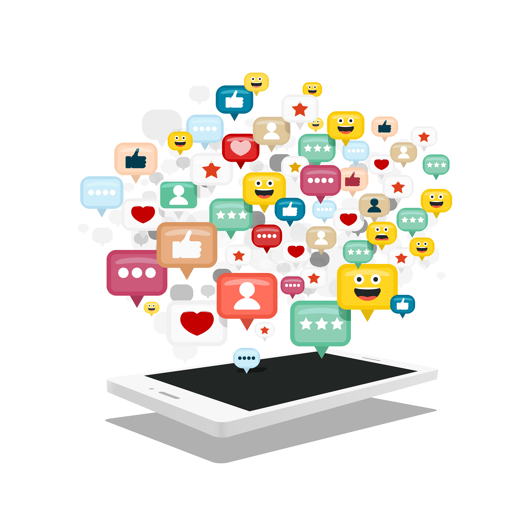 social media icons and smartphone