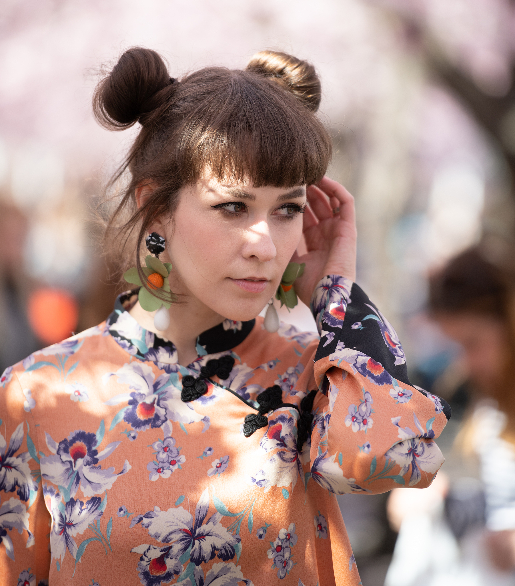 spring in kungstradgarden, semi japanese woman