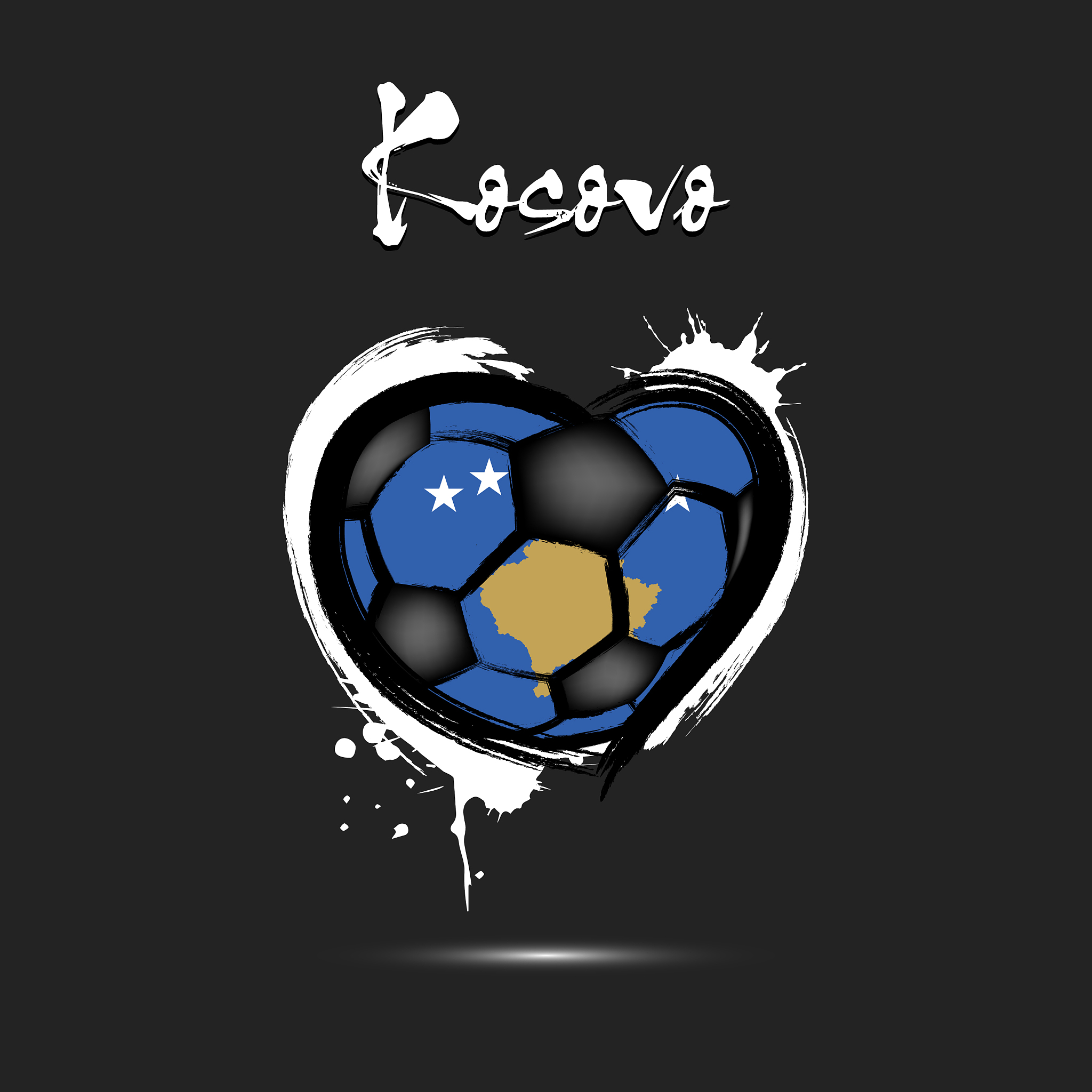 flag kosovo in form a heart