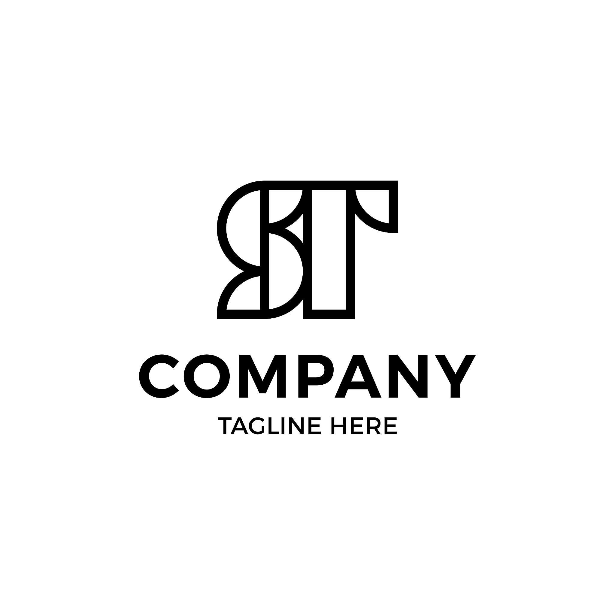 st initial monogram letter logo design