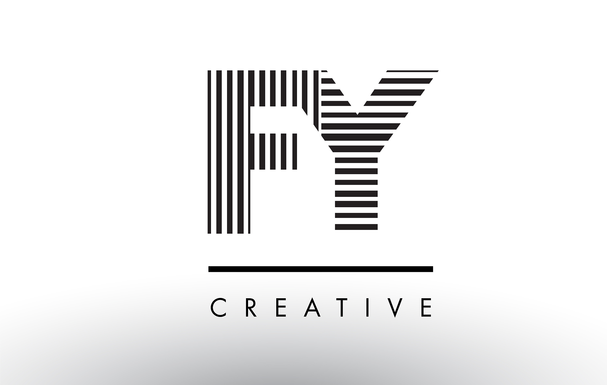 fy f y black and white lines letter logo design