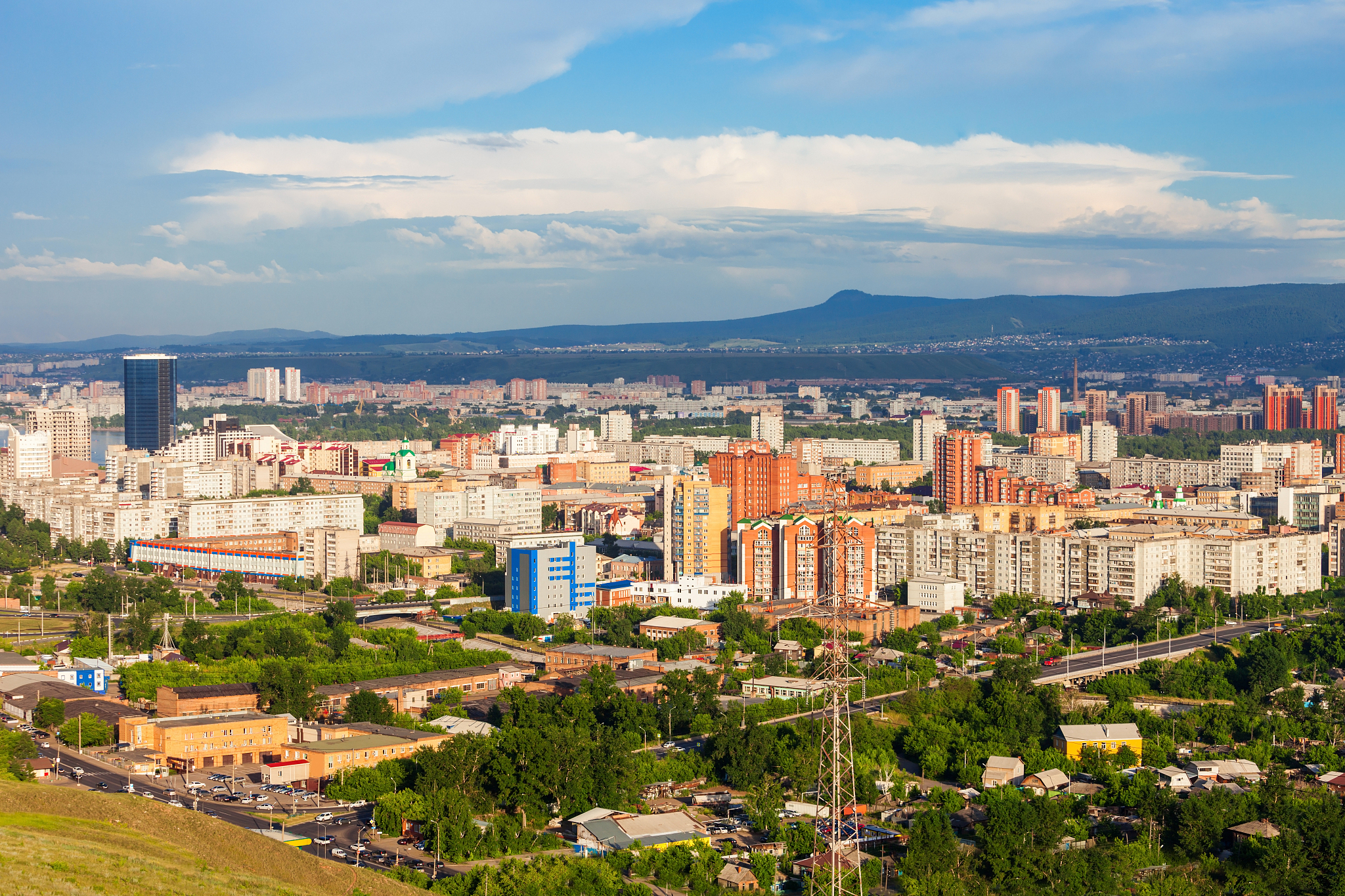 krasnoyarsk aerial panoramic view