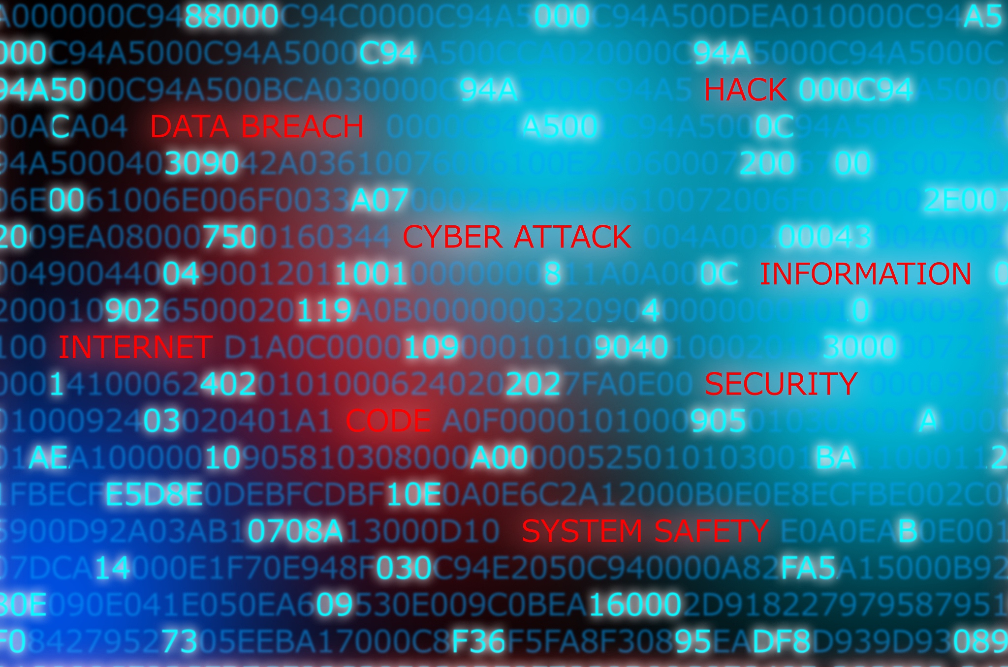 words technology security code computer attack highlighted in re