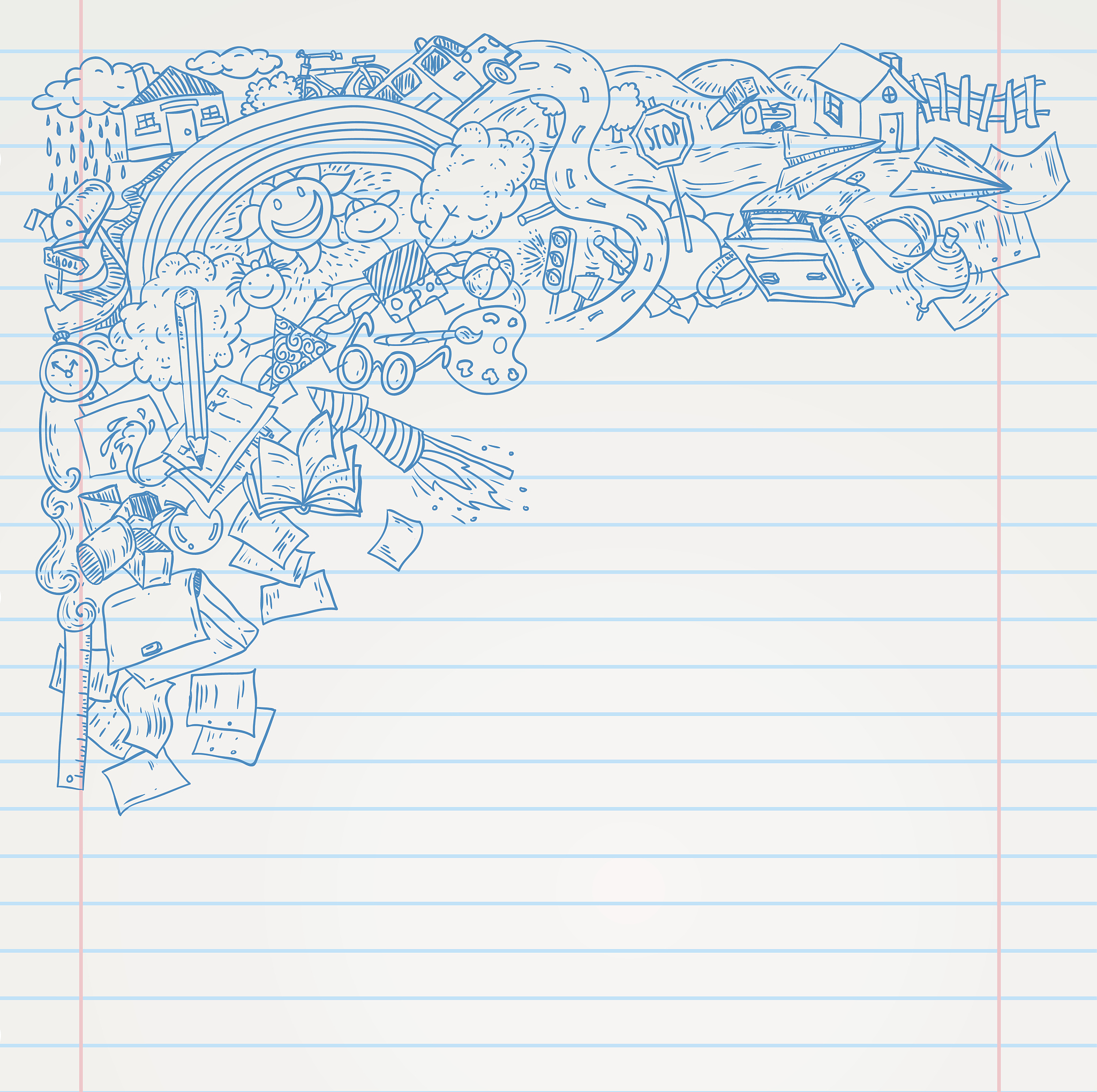 back to school doodle, icons, vector illustration.