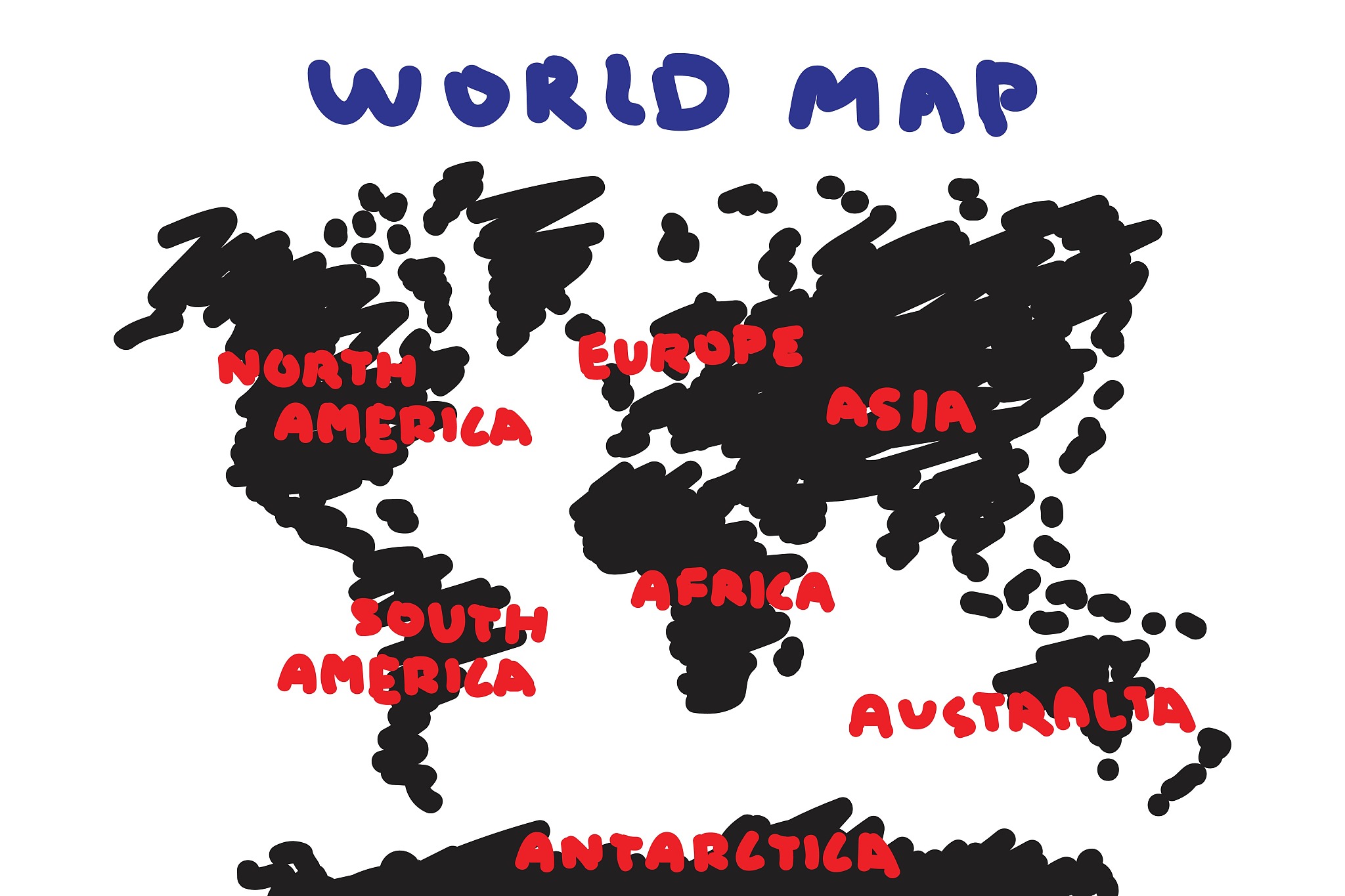 freehand drawing style <strong>o</strong>f world map and continent .