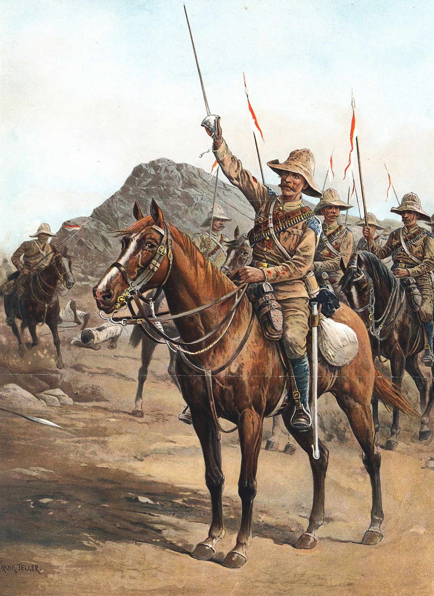 british soldiers riding horses, sudan, africa