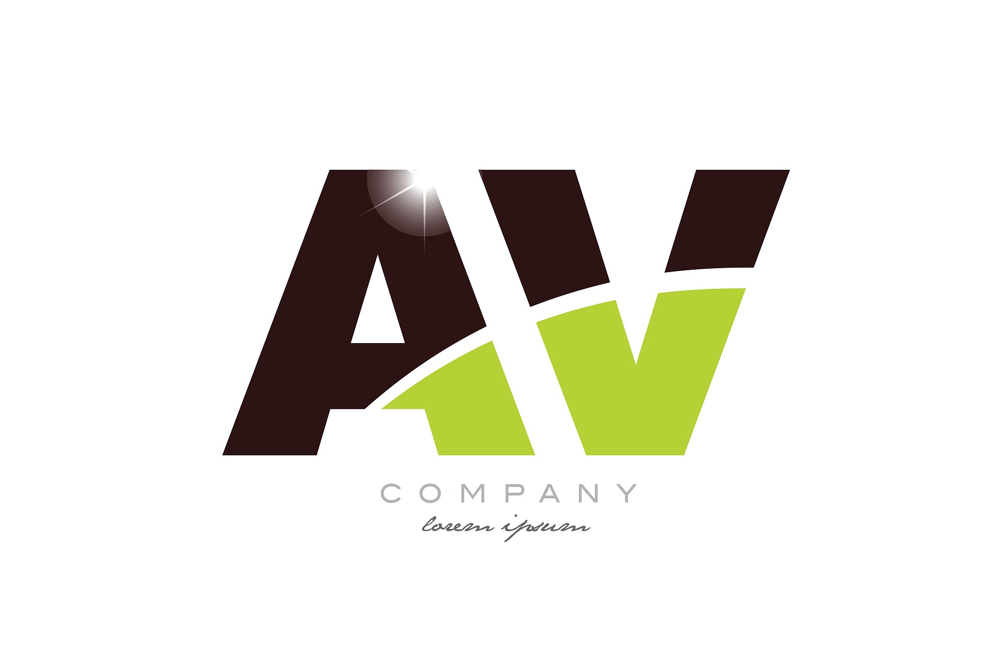 letter av a v alphabet combination in green and brown color for