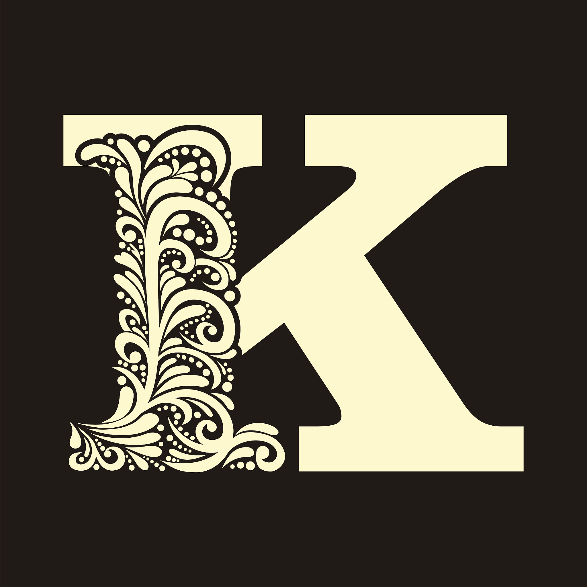 巴洛克风格,大写字母,英文字母<strong>k</strong>,高雅,洗礼盘,华丽的,贺卡,背景分离