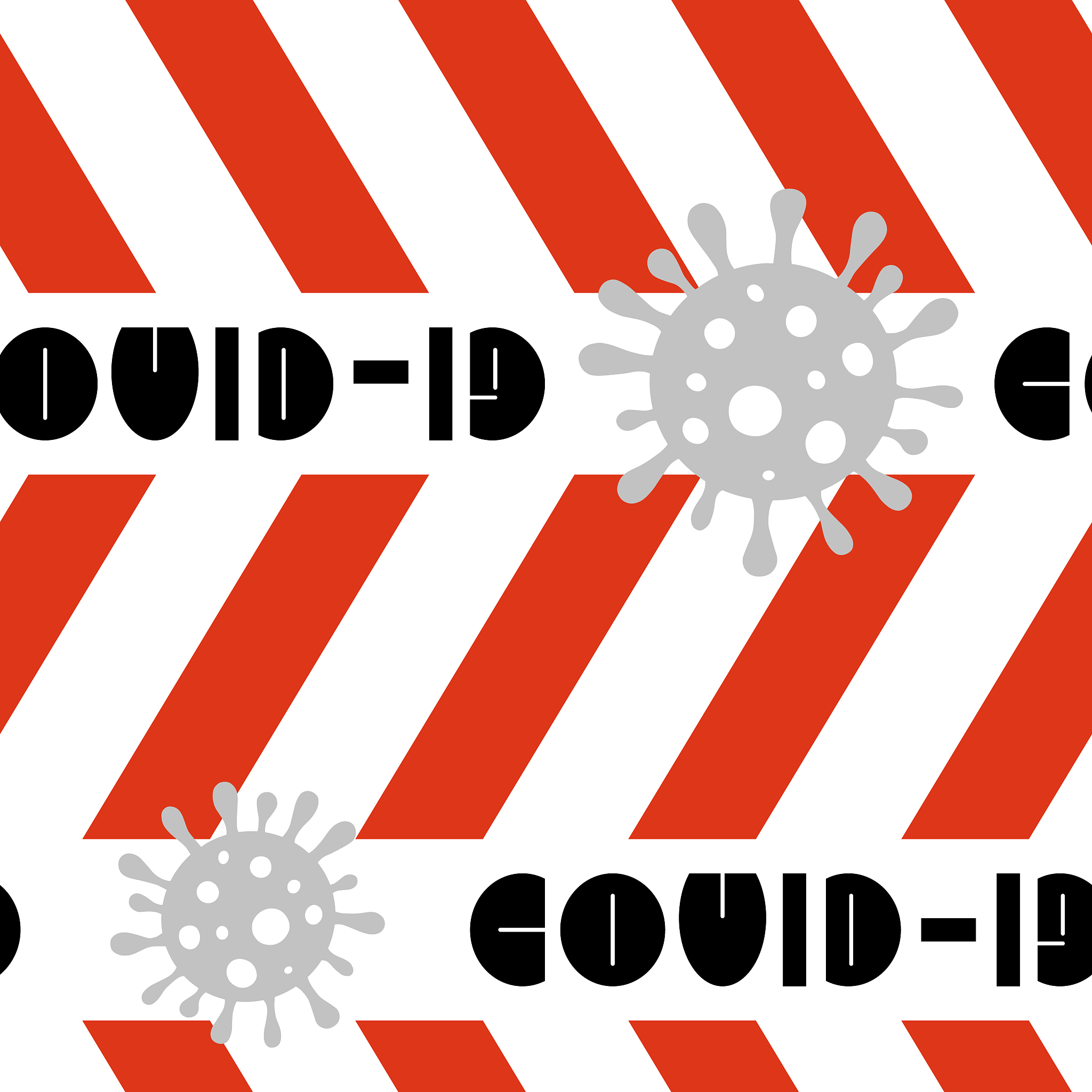 coronavirus bacteria, lettering, striped tape. seamless pattern.