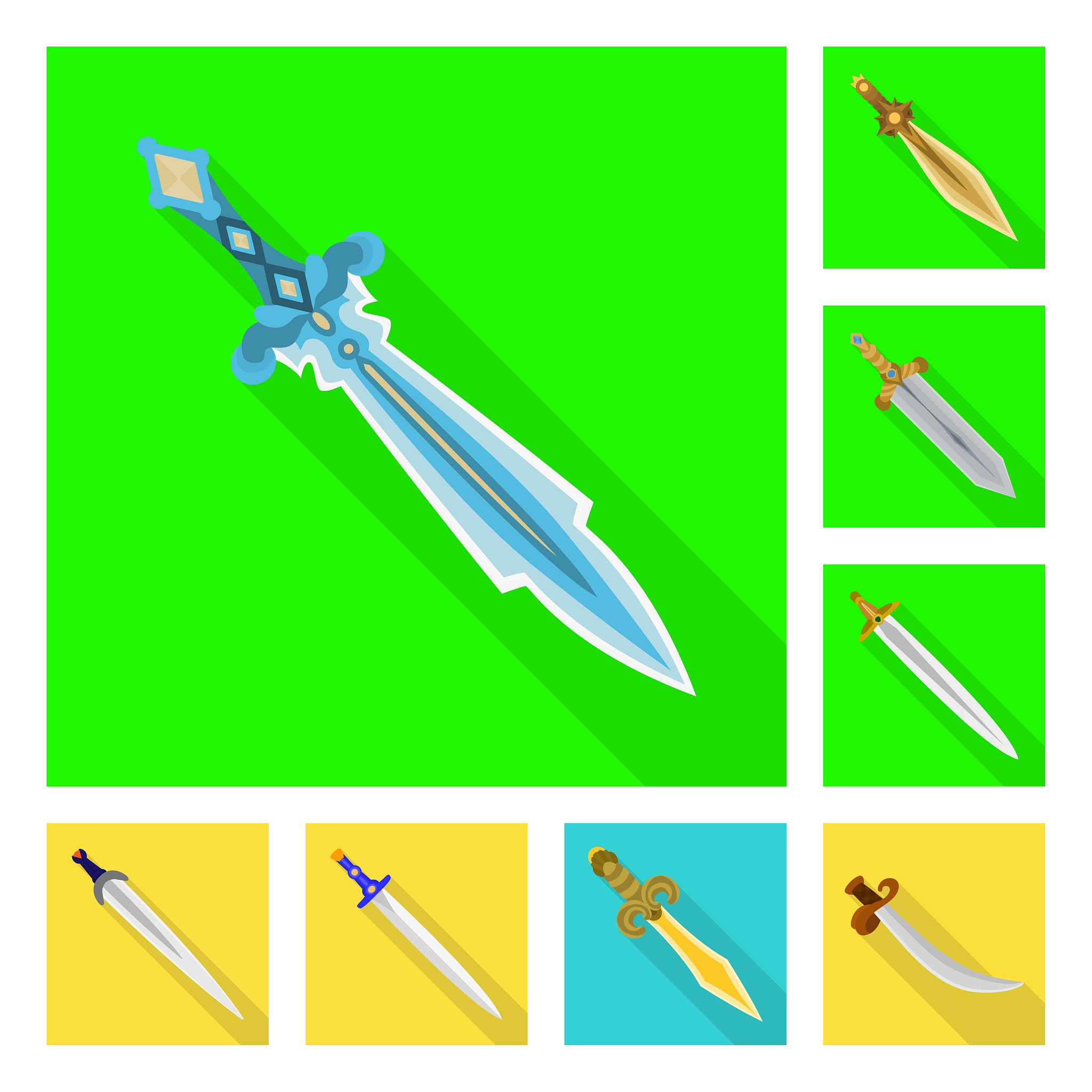 and sword icon set and