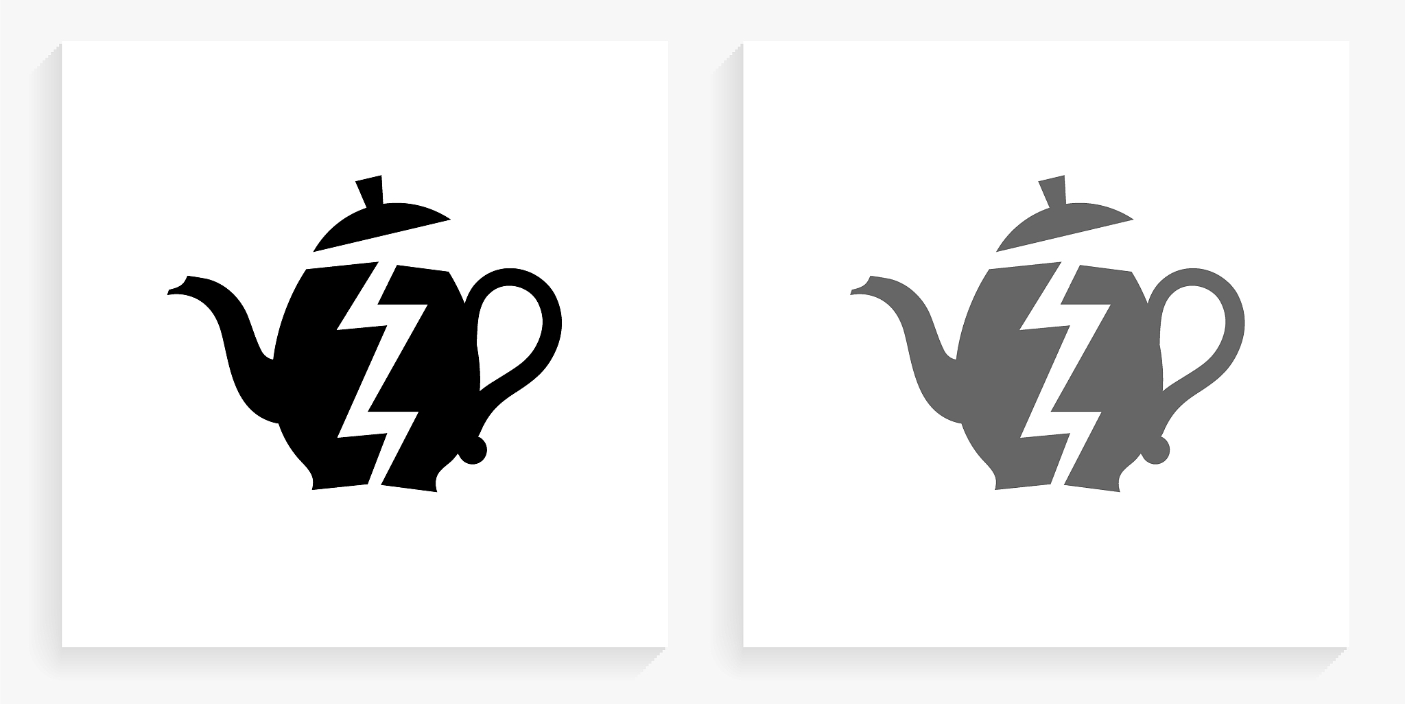 broken tea pot black and white square icon