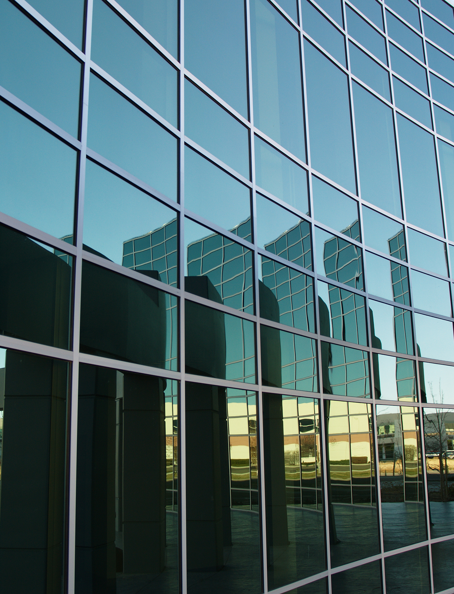 glass office building solar reflection