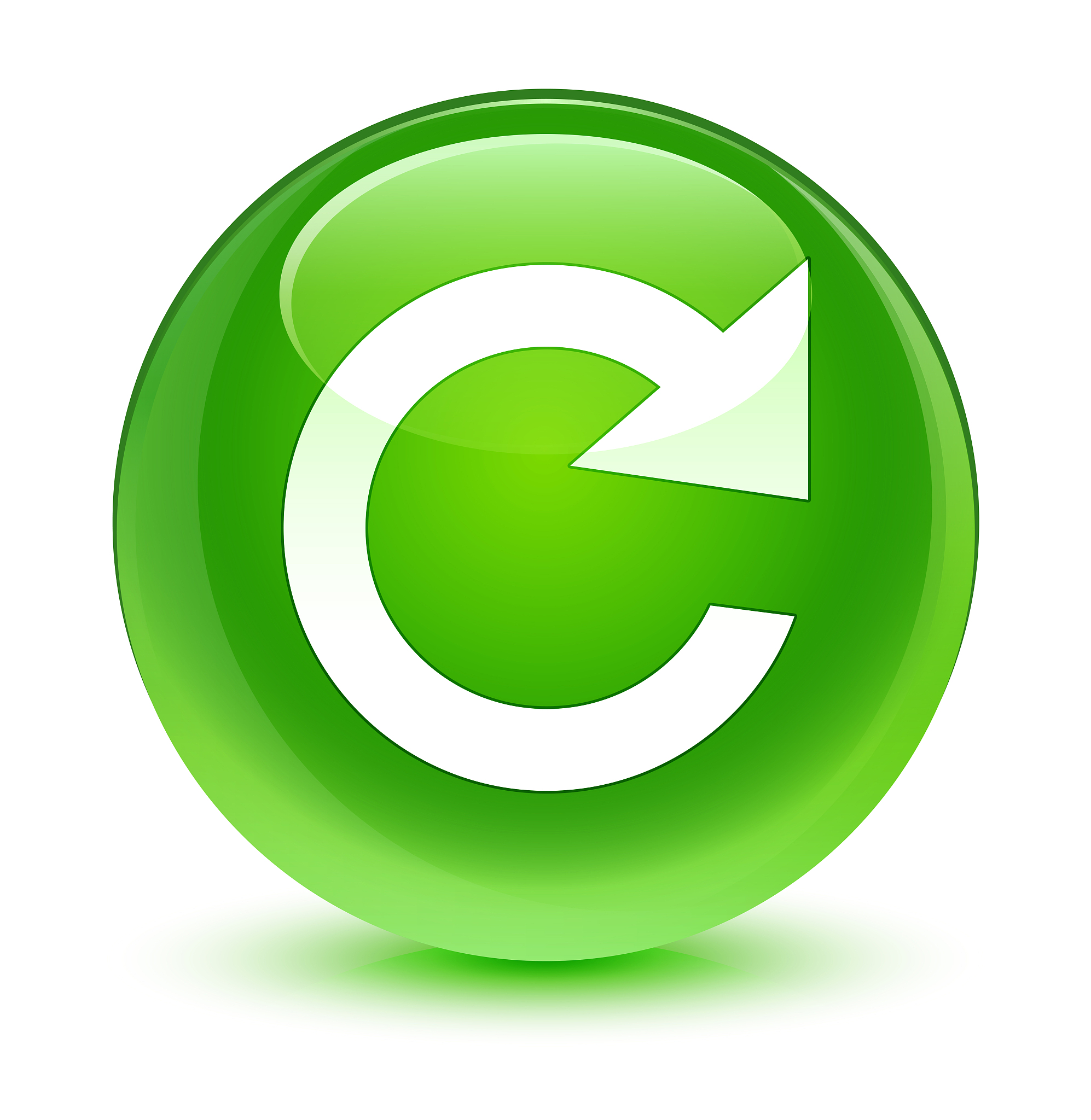 reply rotate icon glassy green round button
