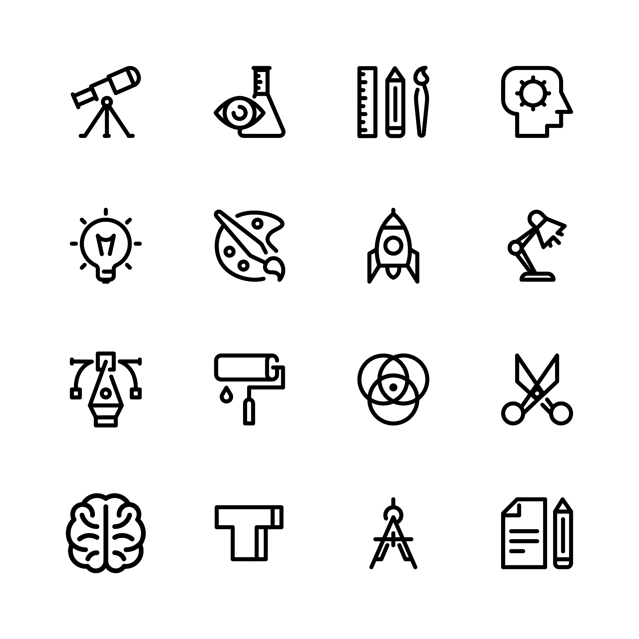set of flat icons in the style of creativity