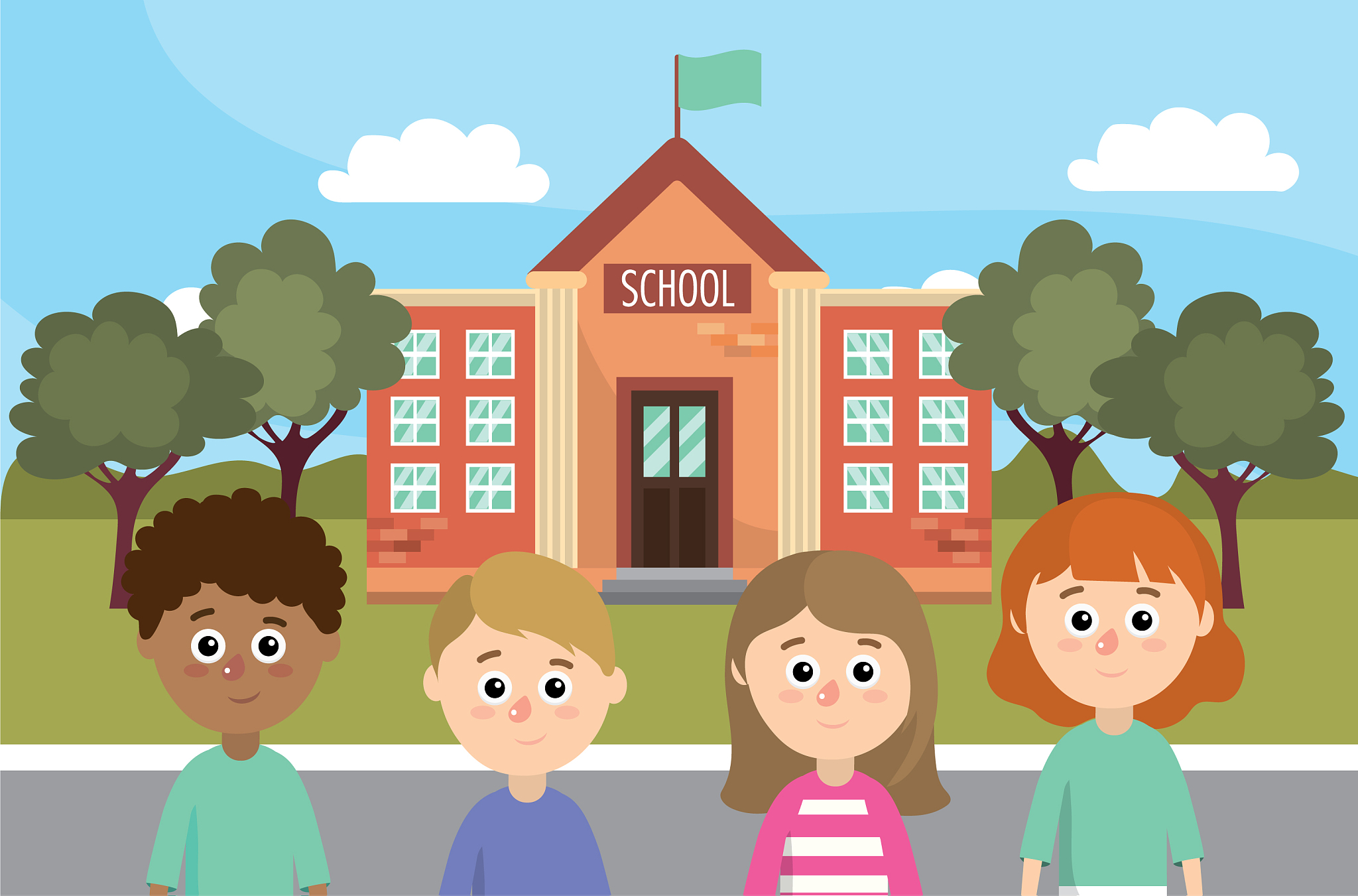 girls and boys children back shool education