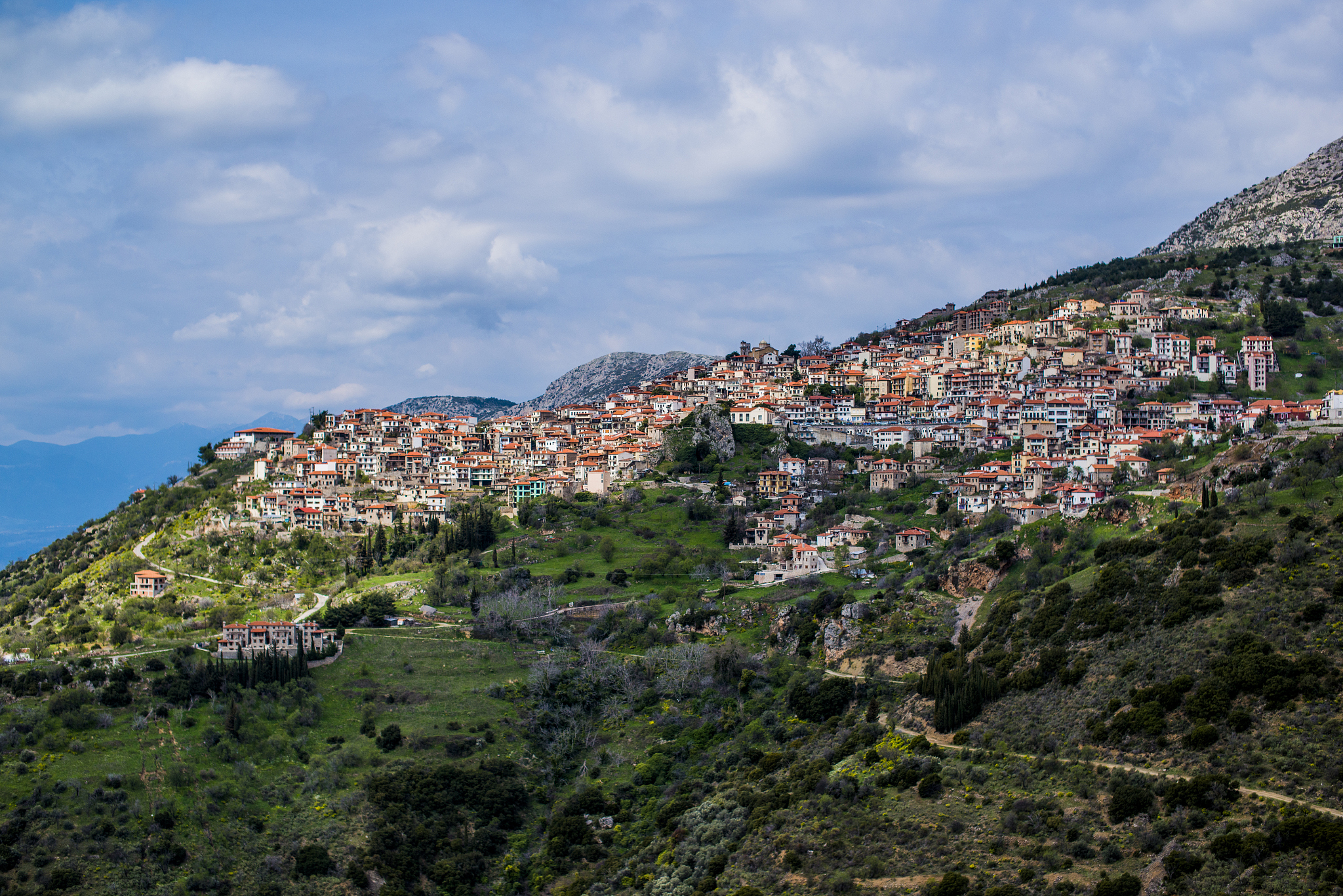 mountainside greek city arachova
